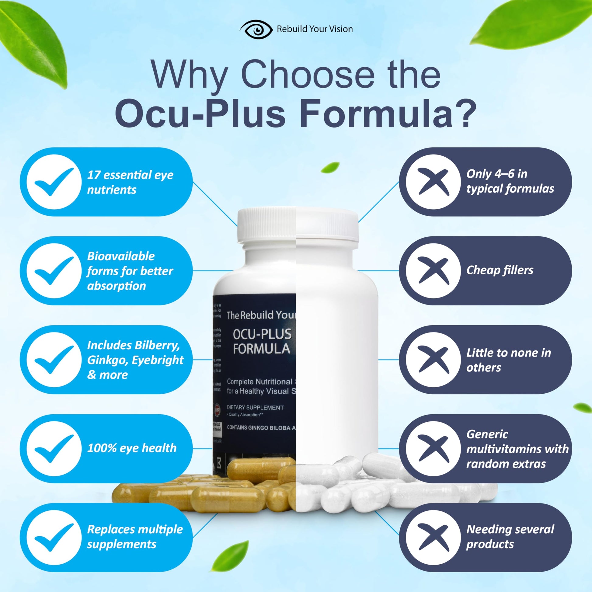 Rebuild Your Vision Ocu-Plus Formula – Eye Health Supplement with Lutein & Zeaxanthin – Supports Visual Clarity, Night Vision & Macular Health – with Bilberry, Ginkgo Biloba & NAC – 60 Capsules Rebuild Your Vision buy supplements canada
