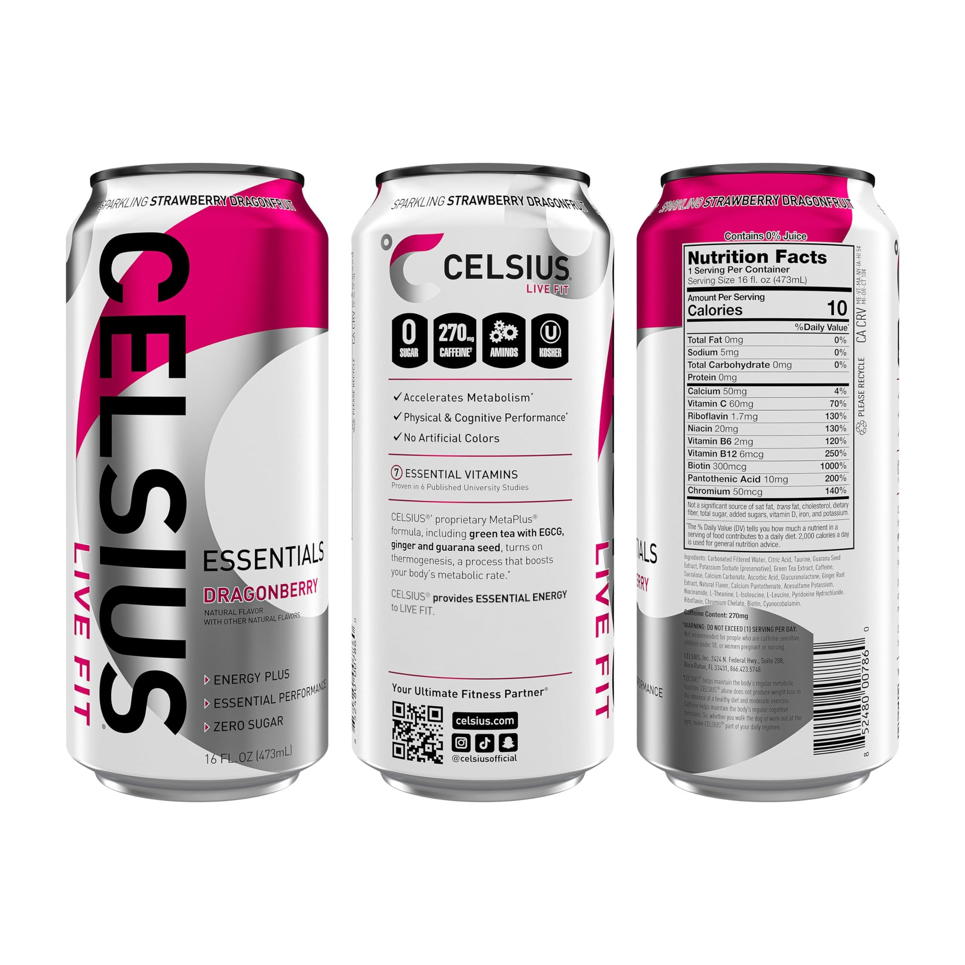 CELSIUS ESSENTIALS, Sparkling Dragonberry, Performance Energy Drink 16 Fl Oz CELSIUS buy supplements canada
