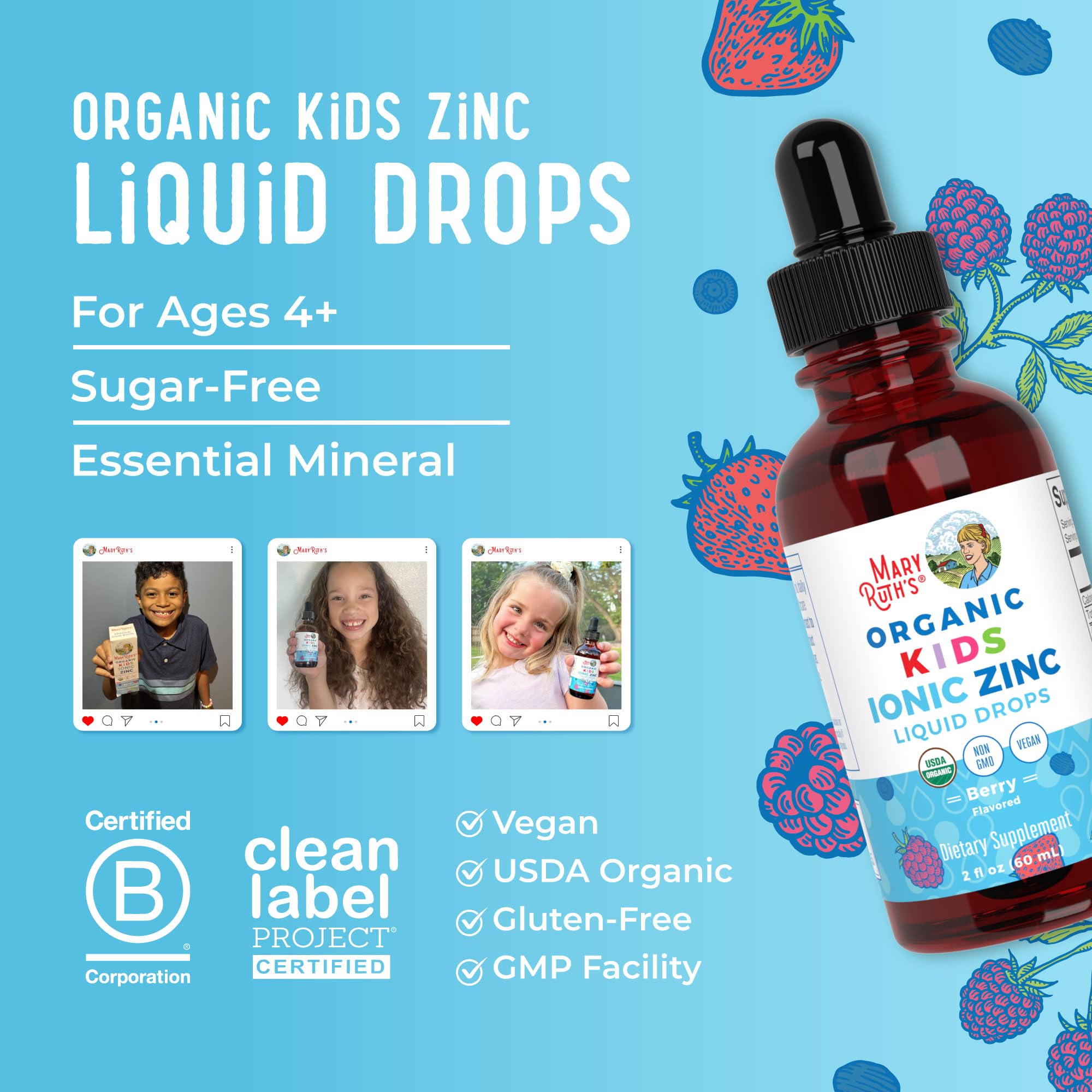 MaryRuth Organics Zinc Supplement for Immune Support, Immune Support Supplement for Kids, Ages 4-13, Zinc Sulfate, Vegan, USDA Organic, Glycerin Based, 2 Fl Oz MARYRUTH'S buy supplements canada
