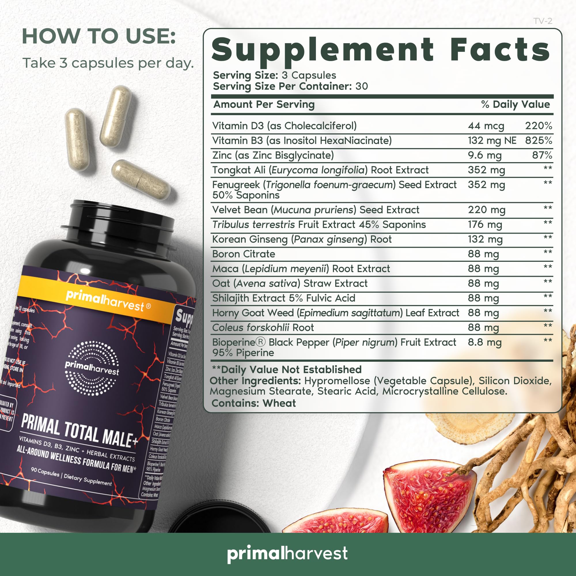 Primal Harvest Primal Total Male Natural Tribulus Terrestris, Fenugreek, Korean Ginseng Primal Harvest buy supplements canada