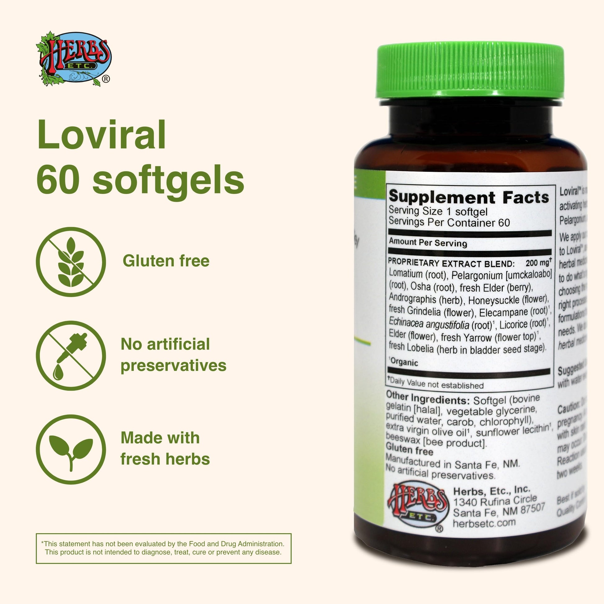 Herbs Etc. Loviral - Lung Health Supplement for Respiratory Defense & Support - Herbal Supplement with Lomatium, Pelargonium & OSHA - Gluten-Free - 60 Softgels (60 Servings) Herbs Etc. buy supplements canada
