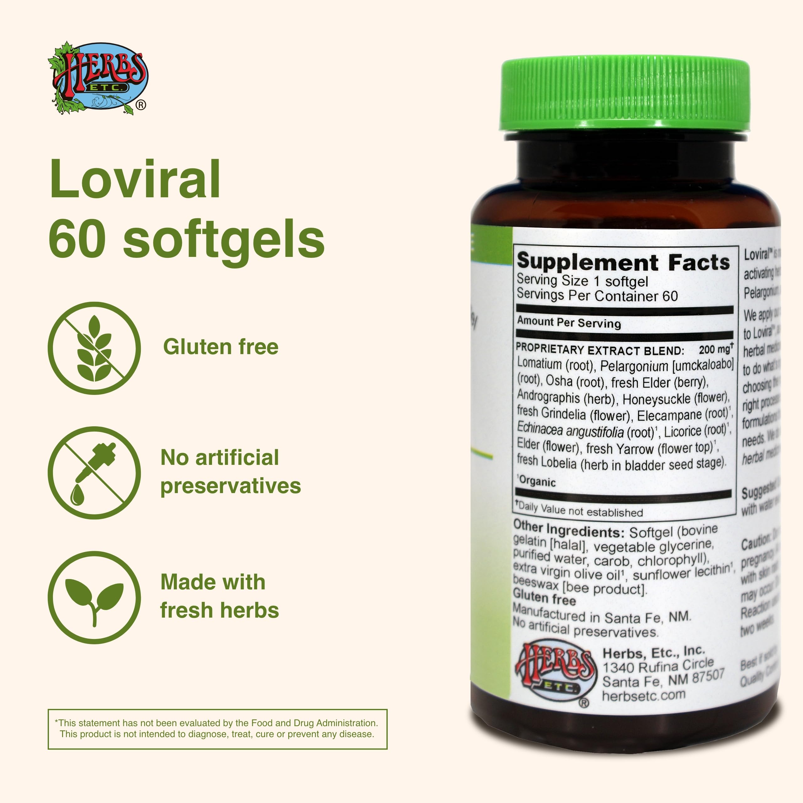 Herbs Etc. Loviral - Lung Health Supplement for Respiratory Defense & Support - Herbal Supplement with Lomatium, Pelargonium & OSHA - Gluten-Free - 60 Softgels (60 Servings) Herbs Etc. buy supplements canada