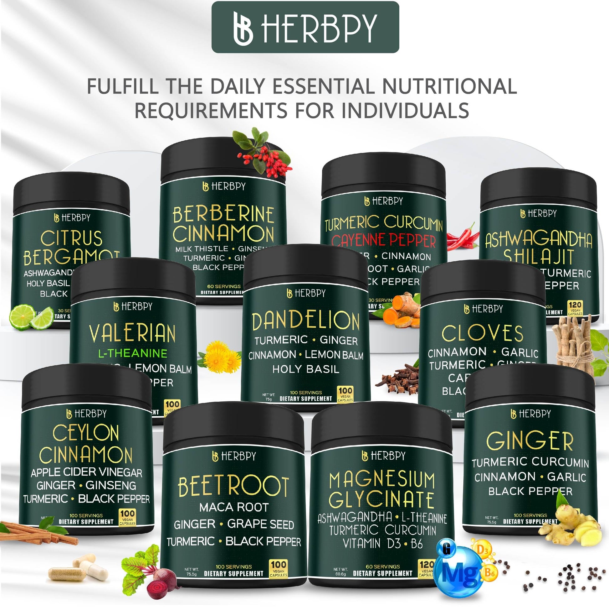 Herbpy 7in1 Clove Supplement Rich in Vitamins & Minerals Supports Digestion, Immune & Heart Health with Cinnamon, Turmeric, Ginger, Cardamom, Garlic & Black Pepper - 100 Vegan Capsules Herbpy buy supplements canada