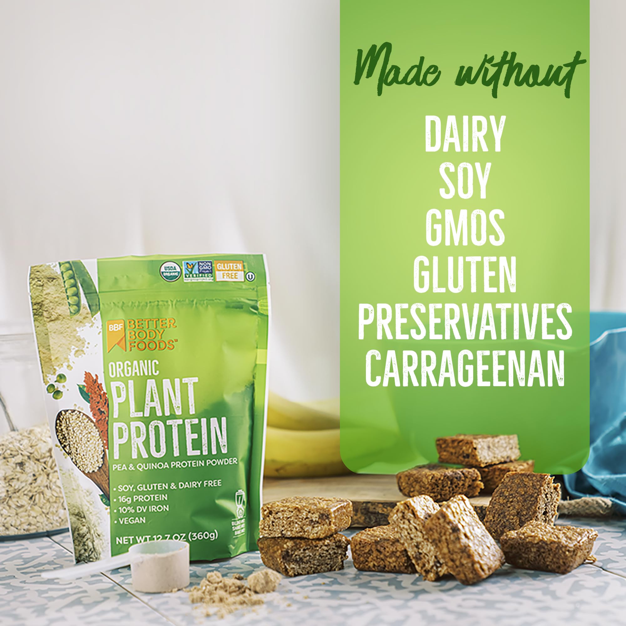BetterBody Foods Organic Plant Based Protein Powder, 16g of Protein 24% DV, Vegan, Low Net Carbs, Gluten Free, Dairy Free, No Sugar Added, Soy Free, Non-GMO, 12.7 Ounces BetterBody Foods buy supplements canada