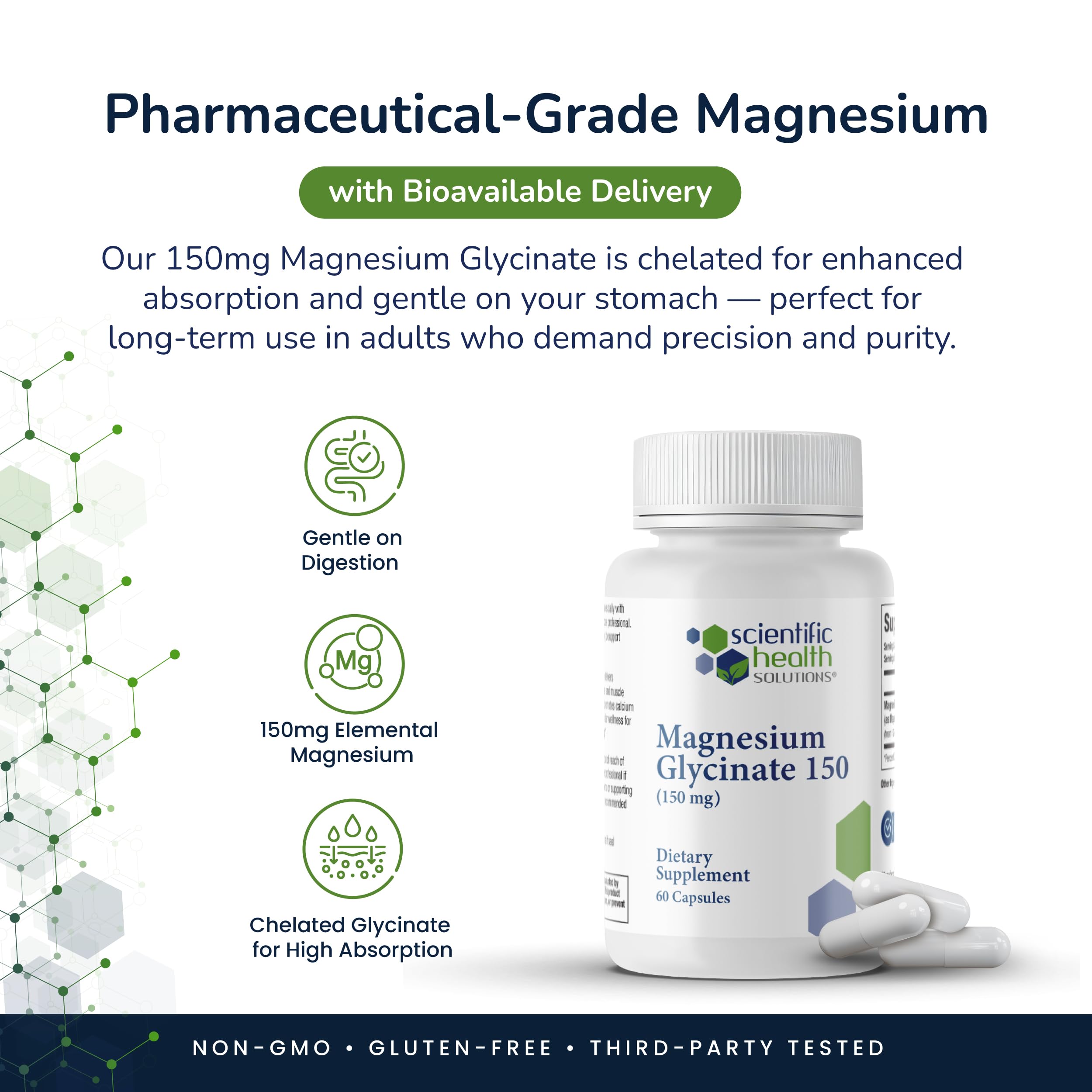 Scientific Health Solutions Magnesium Glycinate 150 mg – High‑Absorption Magnesium for Heart, Bone & Muscle Health – Supports Leg Cramps & Cardiovascular Function – Gentle on Stomach, Vegan, 60 Count Scientific Health Solutions buy supplements canada