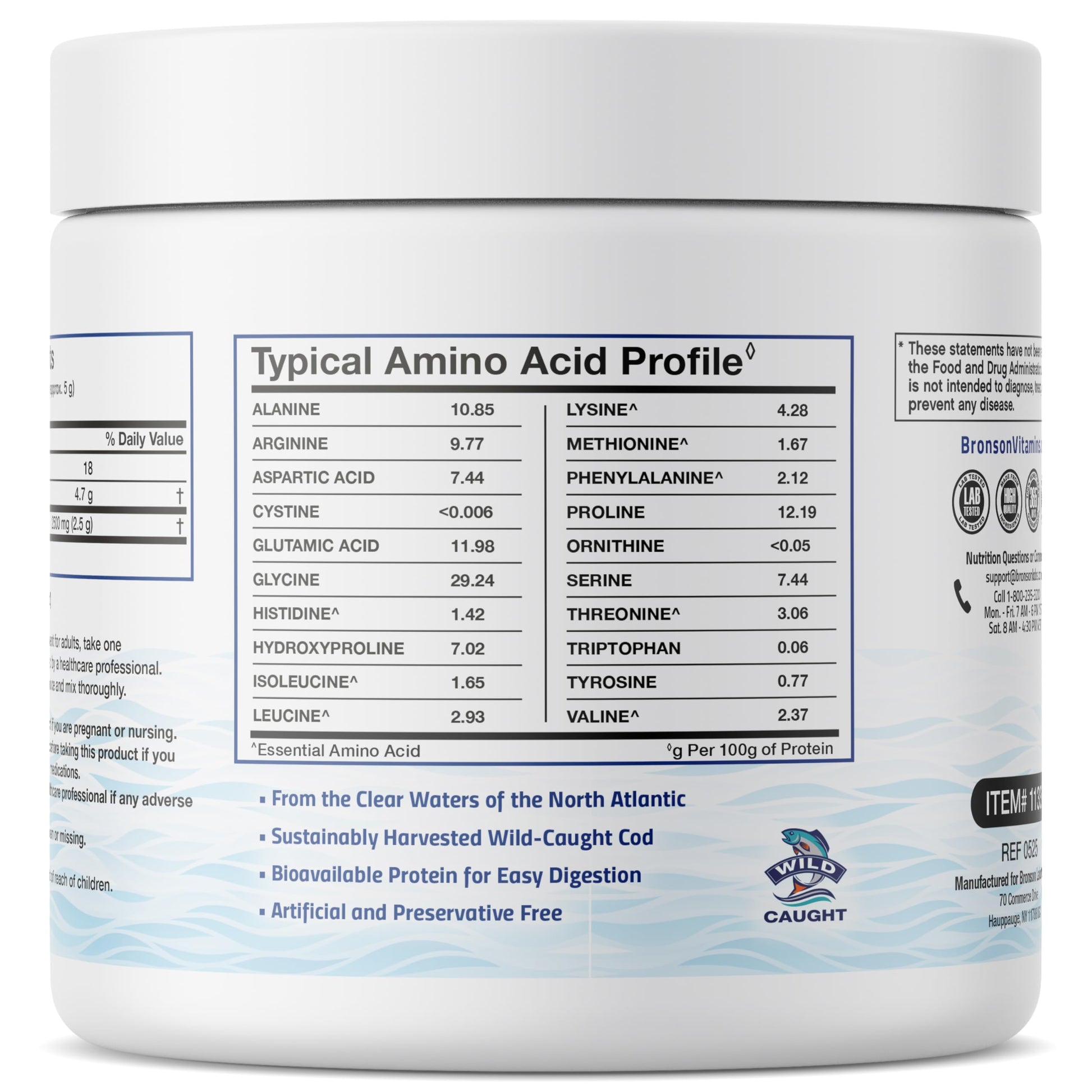 Bronson Marine Collagen Peptides Hydrolyzed Protein Powder 100% Wild Caught Nordic Cod Verified Sustainable Source for Joints Skin Hair Nails & Bones 150g (5.29oz) Bronson buy supplements canada