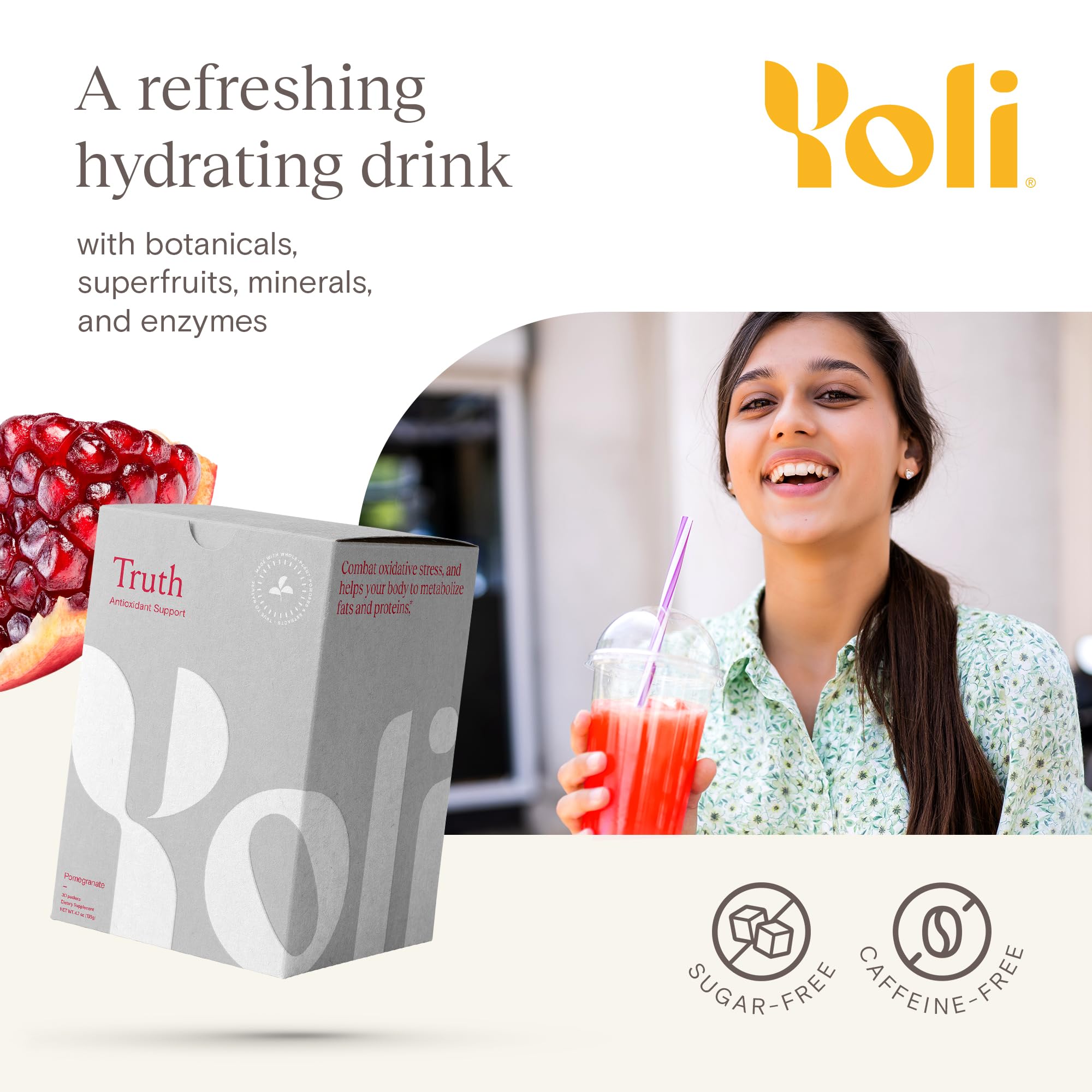 Yoli® Truth Antioxidant and Immune Support Supplement with Vitamin C, Botanicals, Superfruits, and Minerals - Pomegranate, 30 Packets Yoli buy supplements canada