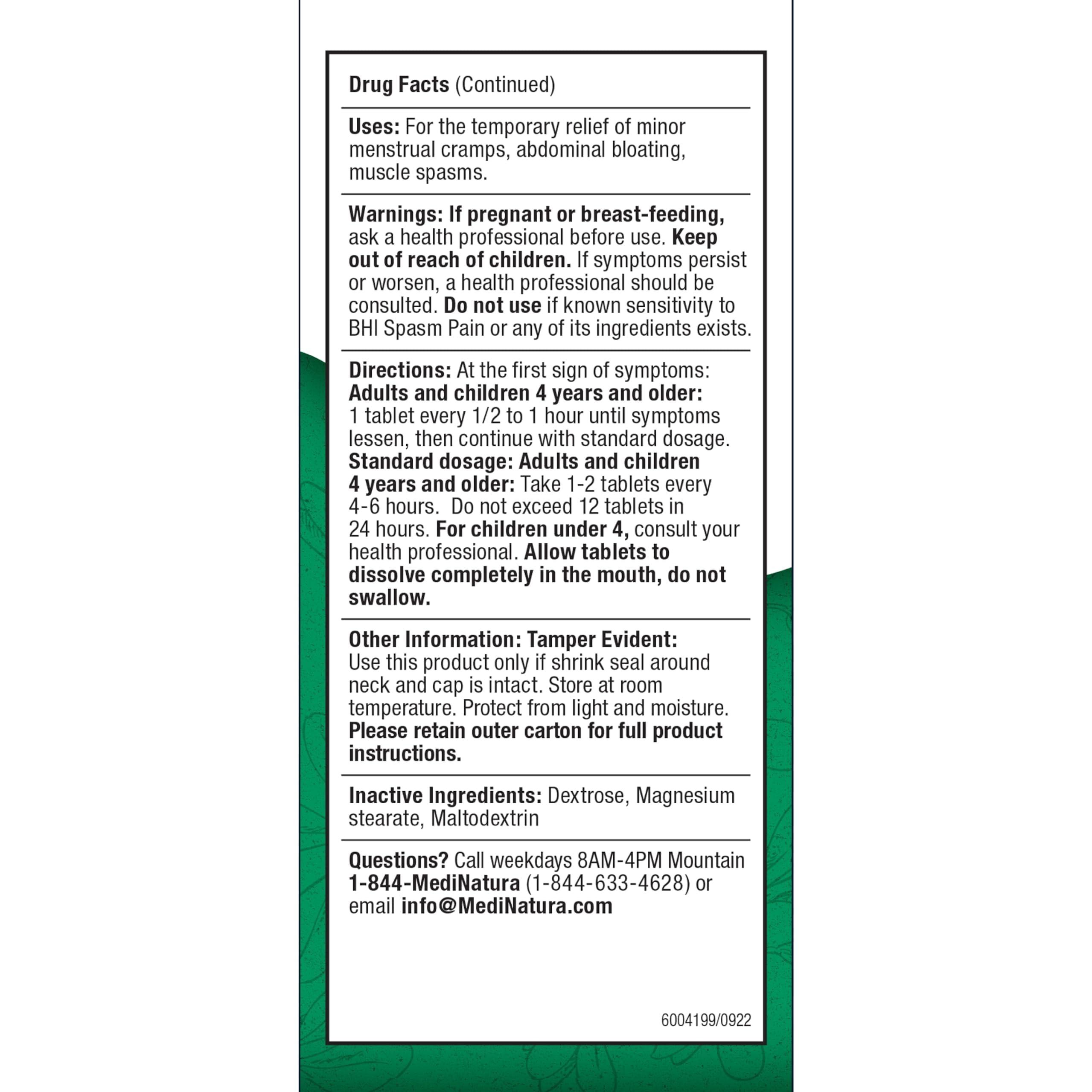 BHI Pain & Spasm Bundle BHI Back Homeopathic Support for Back Pain (100 Tablets) +BHI Spasm, Natural Relief for Cramps & Spasms, Homeopathic Medicine (100 Tablets) MediNatura buy supplements canada
