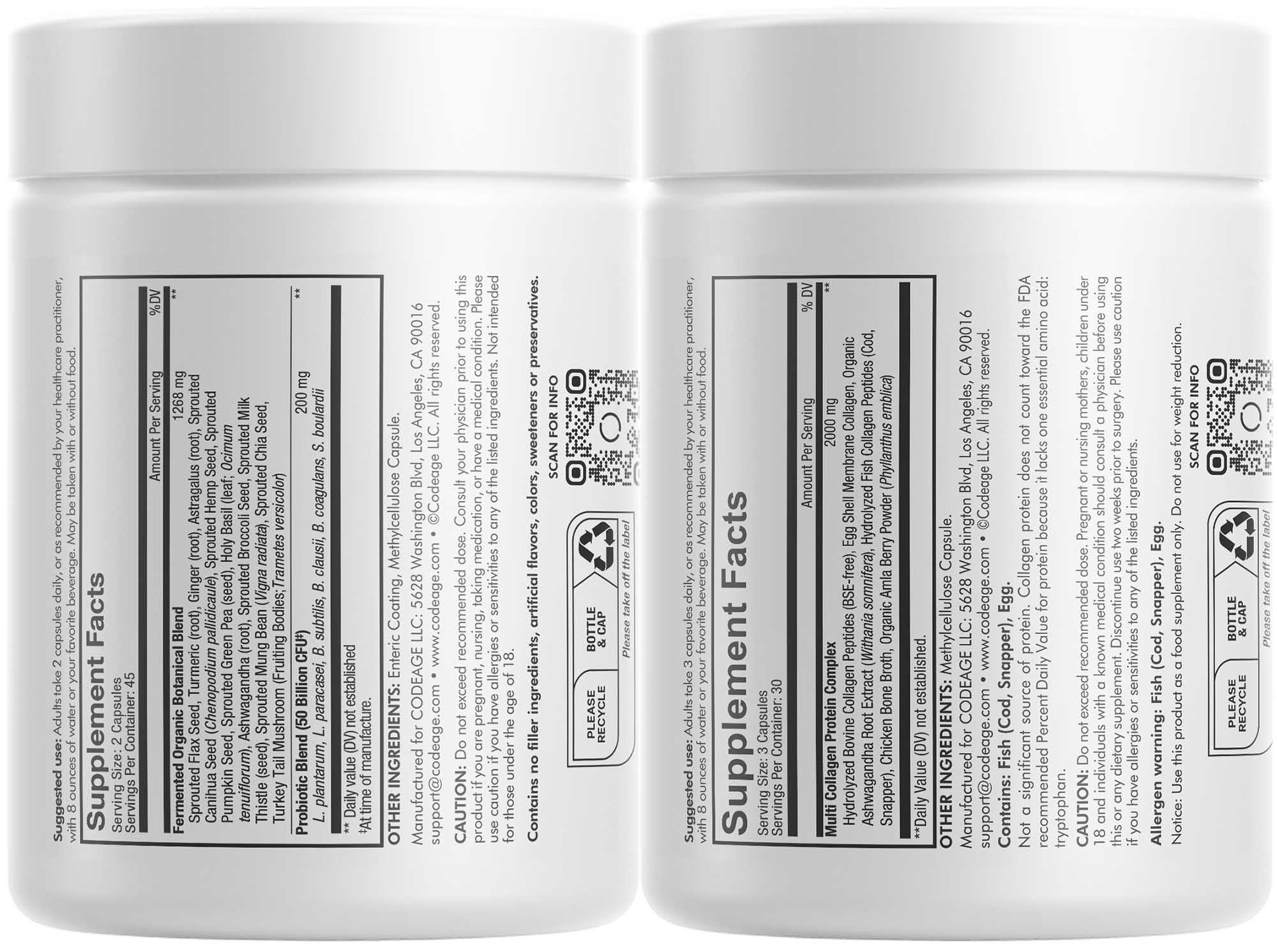 Codeage Multi Collagen Protein Capsules 5 Types, Ashwagandha Withania Somnifera & Organic Amla Berry + SBO Probiotic Blend 50 Billion CFU Bundle, Lactobacillus Plantarum, Bacillus Subtilis, Non-GMO Codeage buy supplements canada