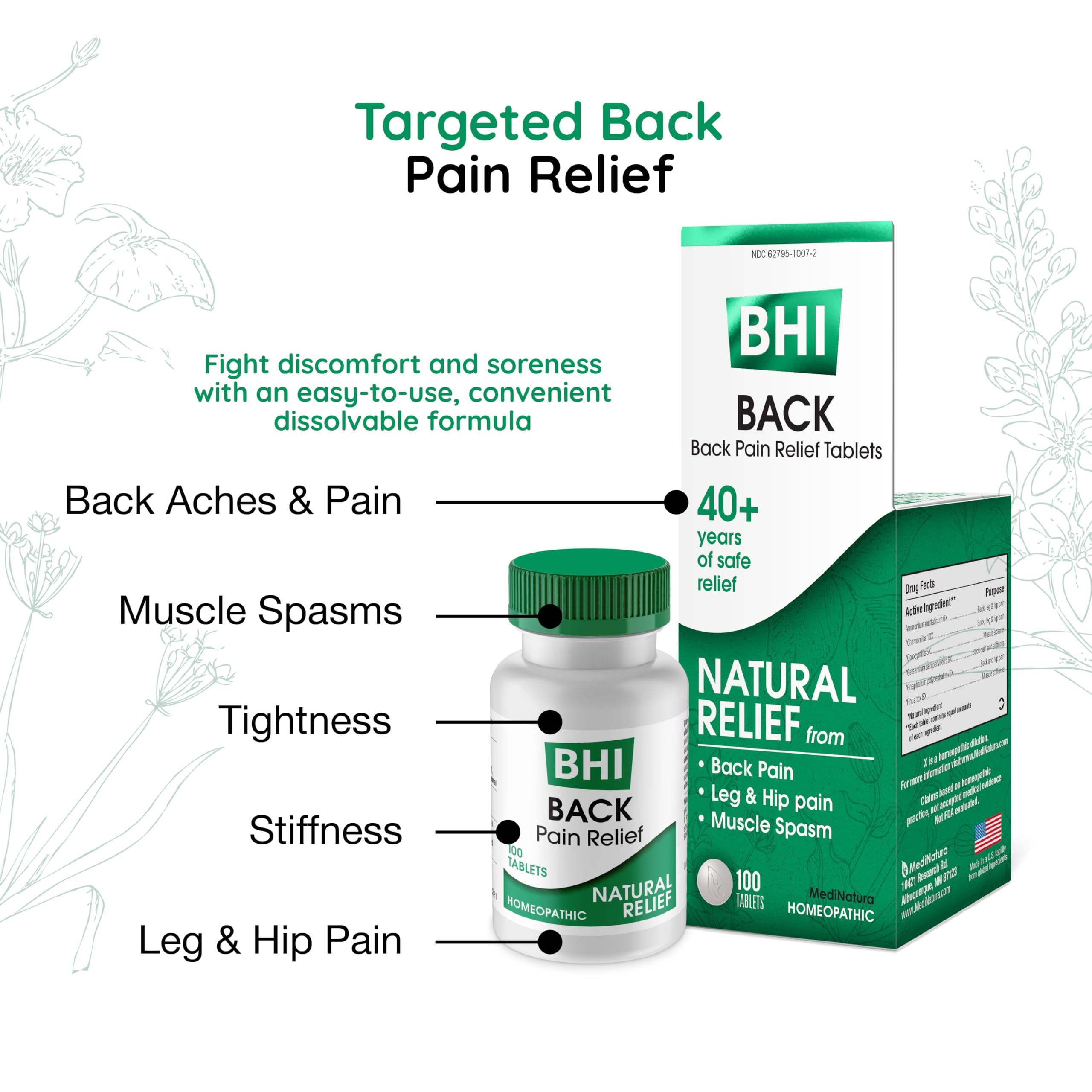 MediNatura BHI Back – Back Relief Tablets – Natural Homeopathic Formula for Muscle Stiffness & Muscle Spasms – Fast-Acting, Non-Drowsy – 100 Count MediNatura buy supplements canada