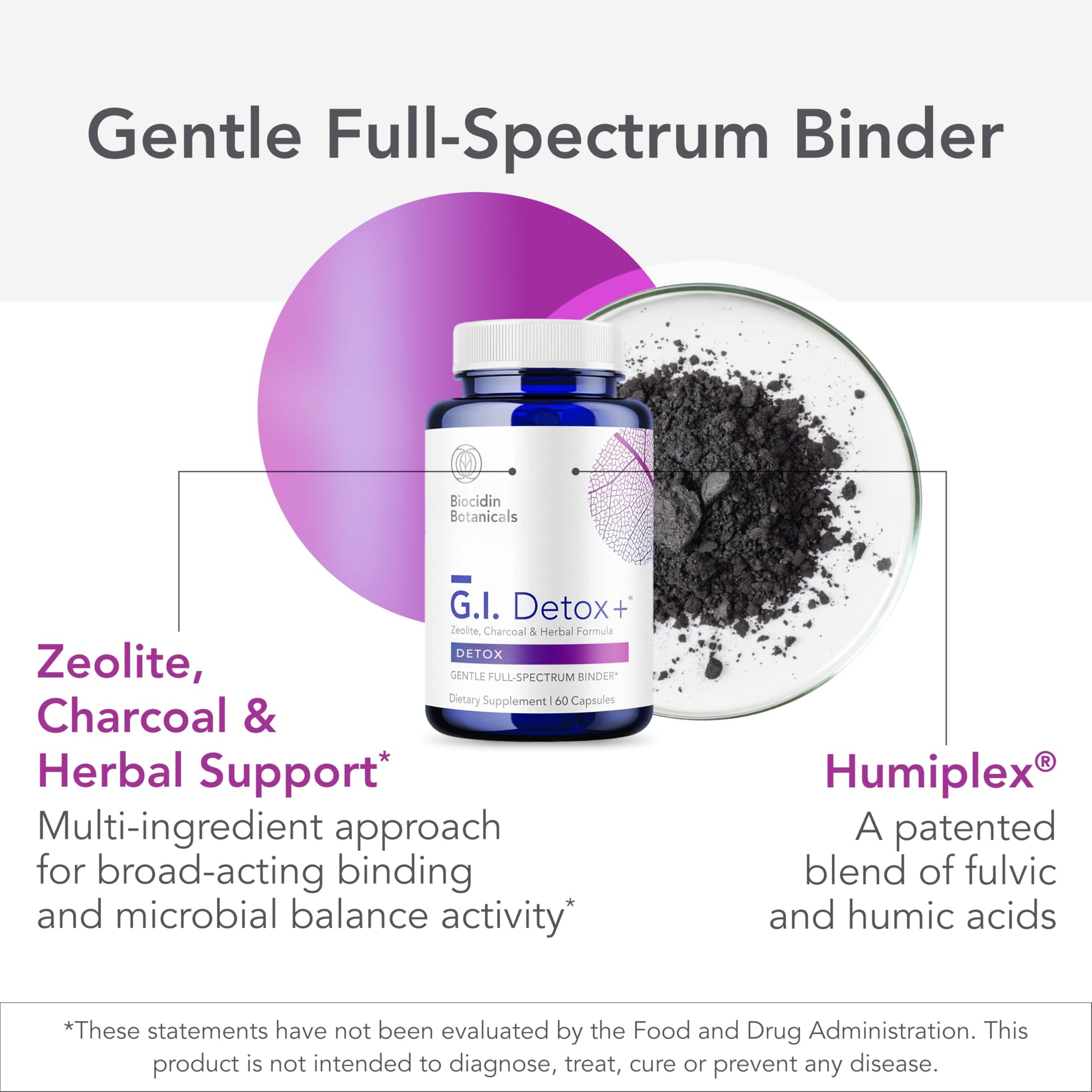 Biocidin G.I. Detox+ Activated Charcoal Binder & Zeolite Detox Supplements with Silica - Helps Bind & Clear Toxins - Supports Full Body Cleansing and May Reduce Bloating (60 Capsules) Bio-Botanical Research buy supplements canada