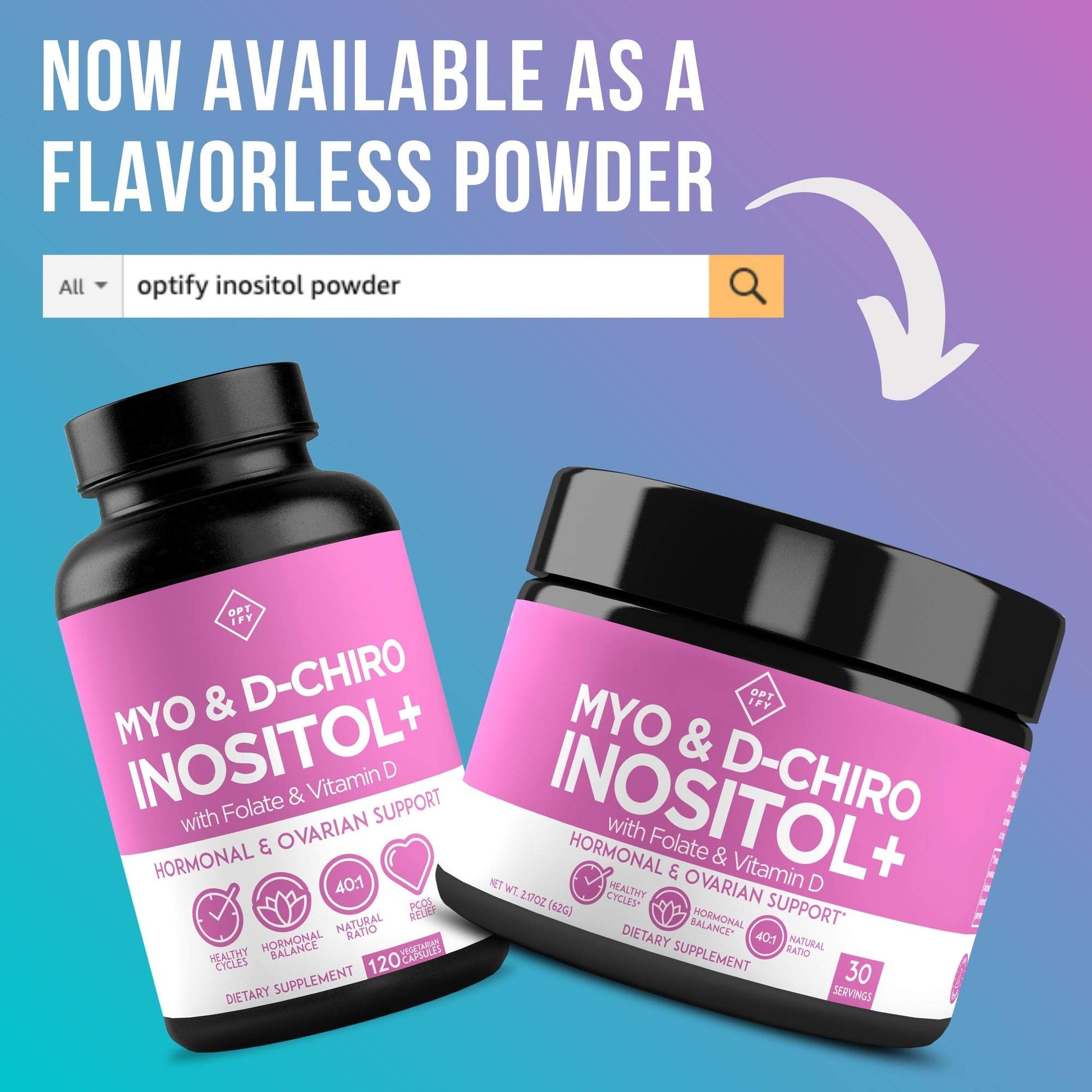 Premium Inositol Supplement - Myo-Inositol and D-Chiro Inositol Plus Folate and Vitamin Optify buy supplements canada