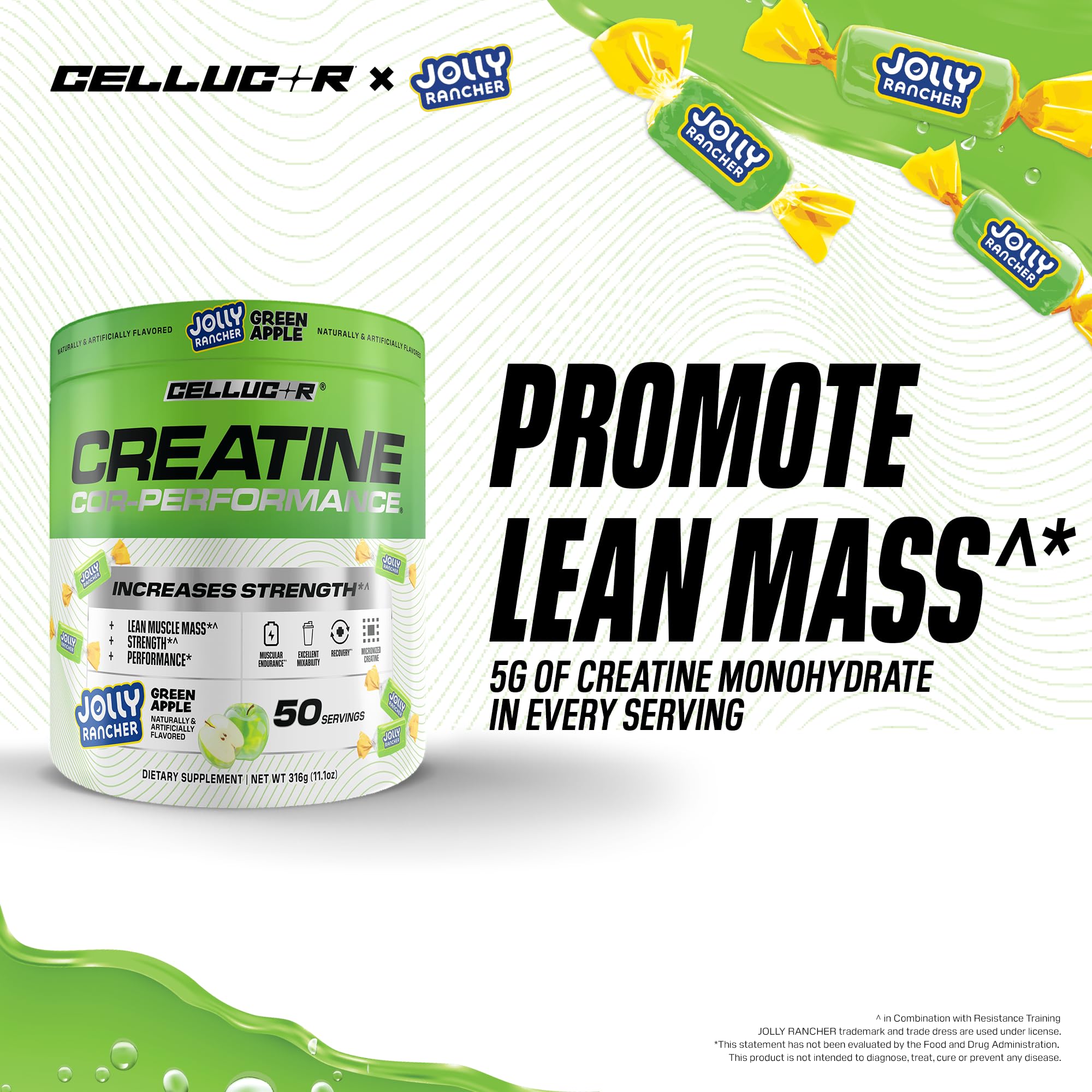 Cellucor Creatine Powder, Jolly Rancher Green Apple - Increases Strength, Lean Muscle Mass & Endurance, Micronized Creatine for Fast Absorption, Cellucor buy supplements canada