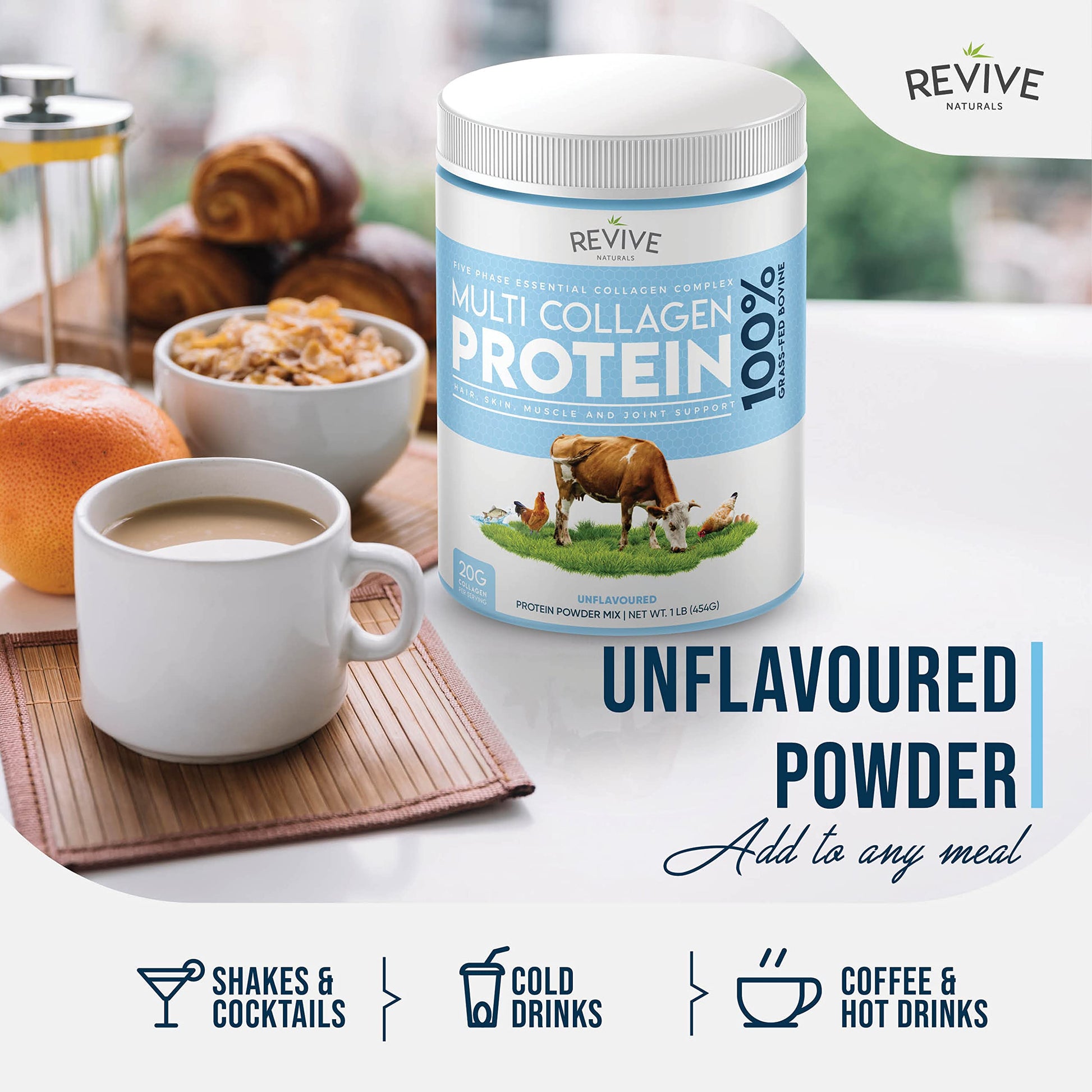 Revive Naturals Multi Collagen Hydrolyzed Protein Powder (16oz) - Types I, II, III, V & X Revive Naturals buy supplements canada
