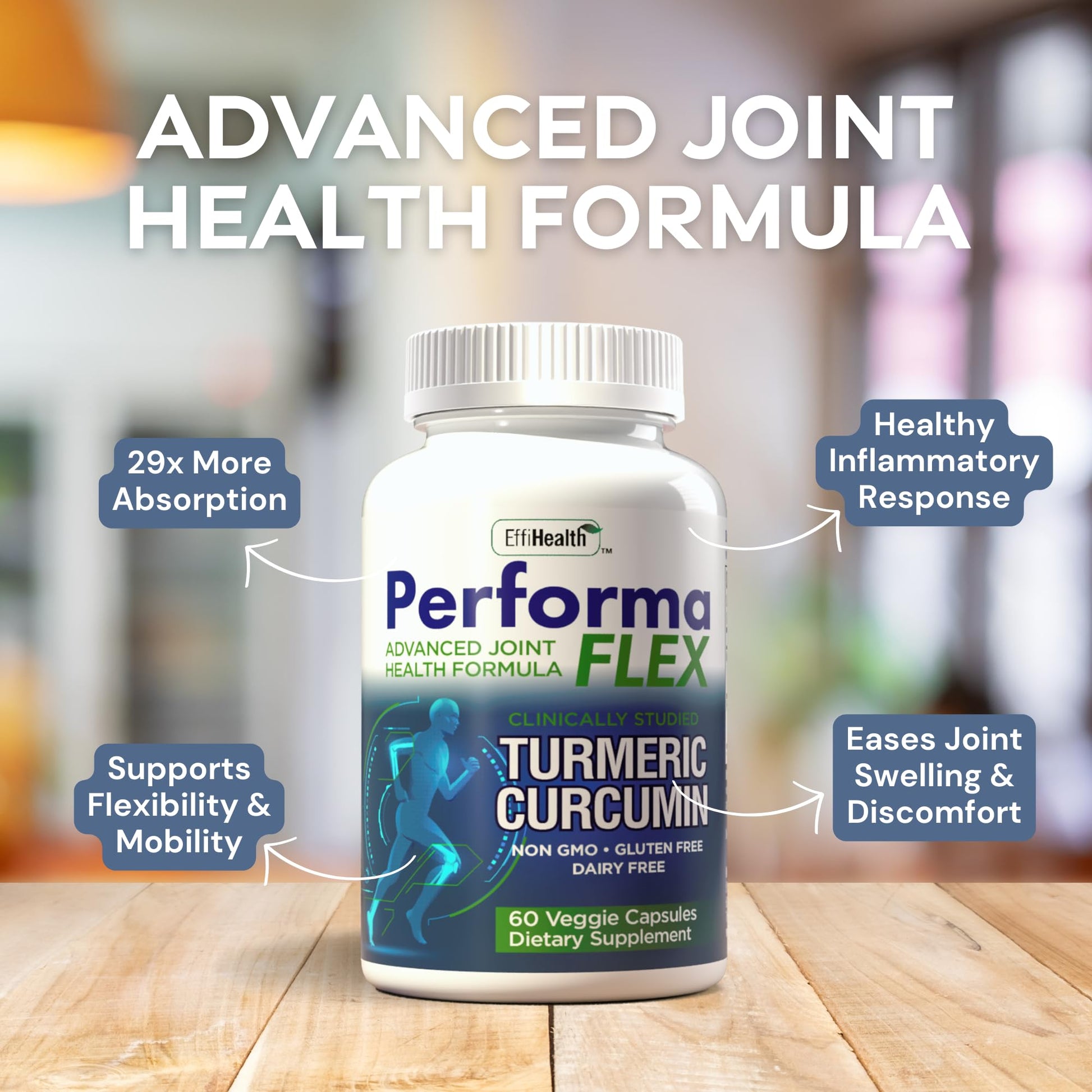 Performa Flex - Joint Support Supplement with Meriva, Turmeric Curcumin, Tart Cherry & Ginger – Ultra High Absorption – Support for Joint Mobility, Joint & Cartilage Health – 60 Capsules Performa Flex buy supplements canada