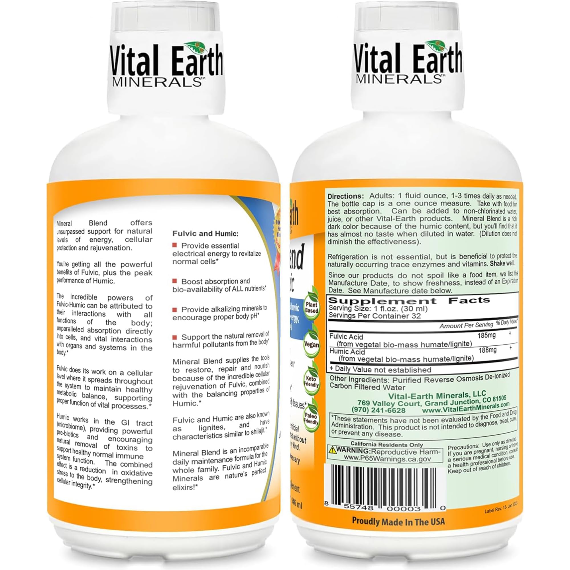 Vital Earth Minerals Detox & Wellness Support – Fulvic Humic Mineral Blend with 70+ Trace Minerals, Electrolytes, 32 Oz Bottle + 14 Single-Serve Packs Vital Earth Minerals buy supplements canada