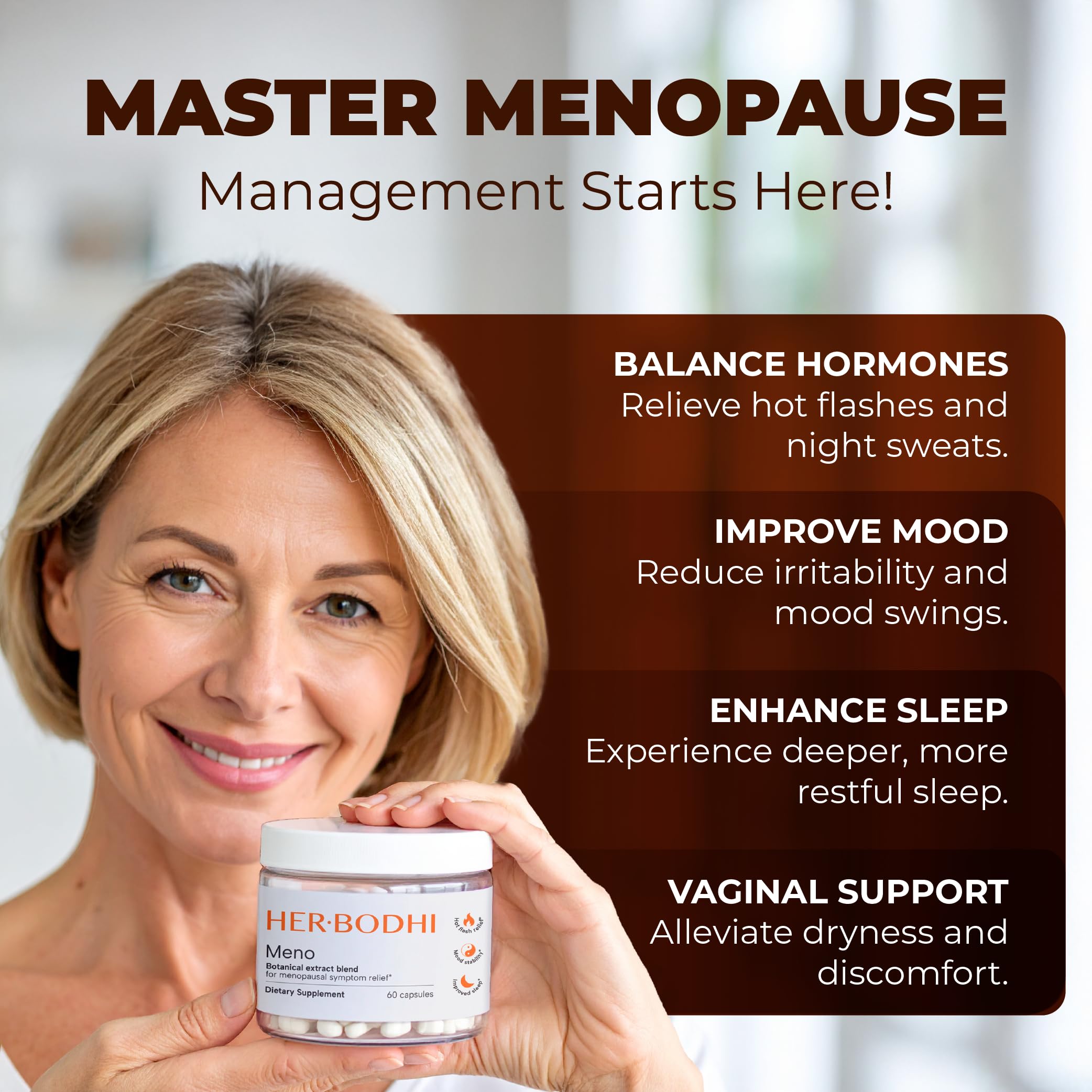 Her Bodhi Meno- Menopause Hormonal Balance for Women, Estrogen Soy Isoflavones Menopause Supplement for Women | with Ashwagandha & Black Cohosh | Hot Flashes Menopause Relief (60 Capsules) Her Bodhi buy supplements canada