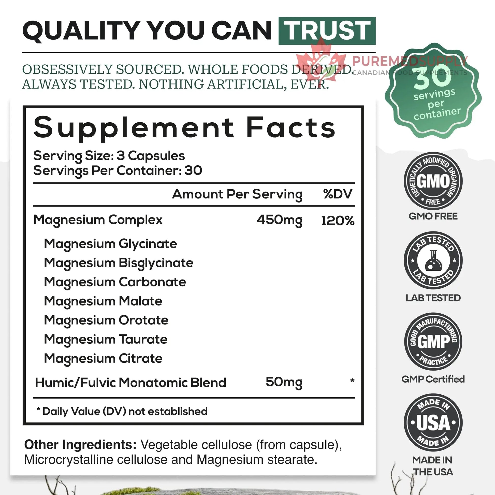 Wild Foods Magnesium Complex Supplement with 7X Forms, 90 Capsules | High Absorption, Full Spectrum, Easy Digestion | 500mg Glycinate, Bisglycinate, Malate, Orotate, Citrate, Taurate Wild Foods buy supplements canada