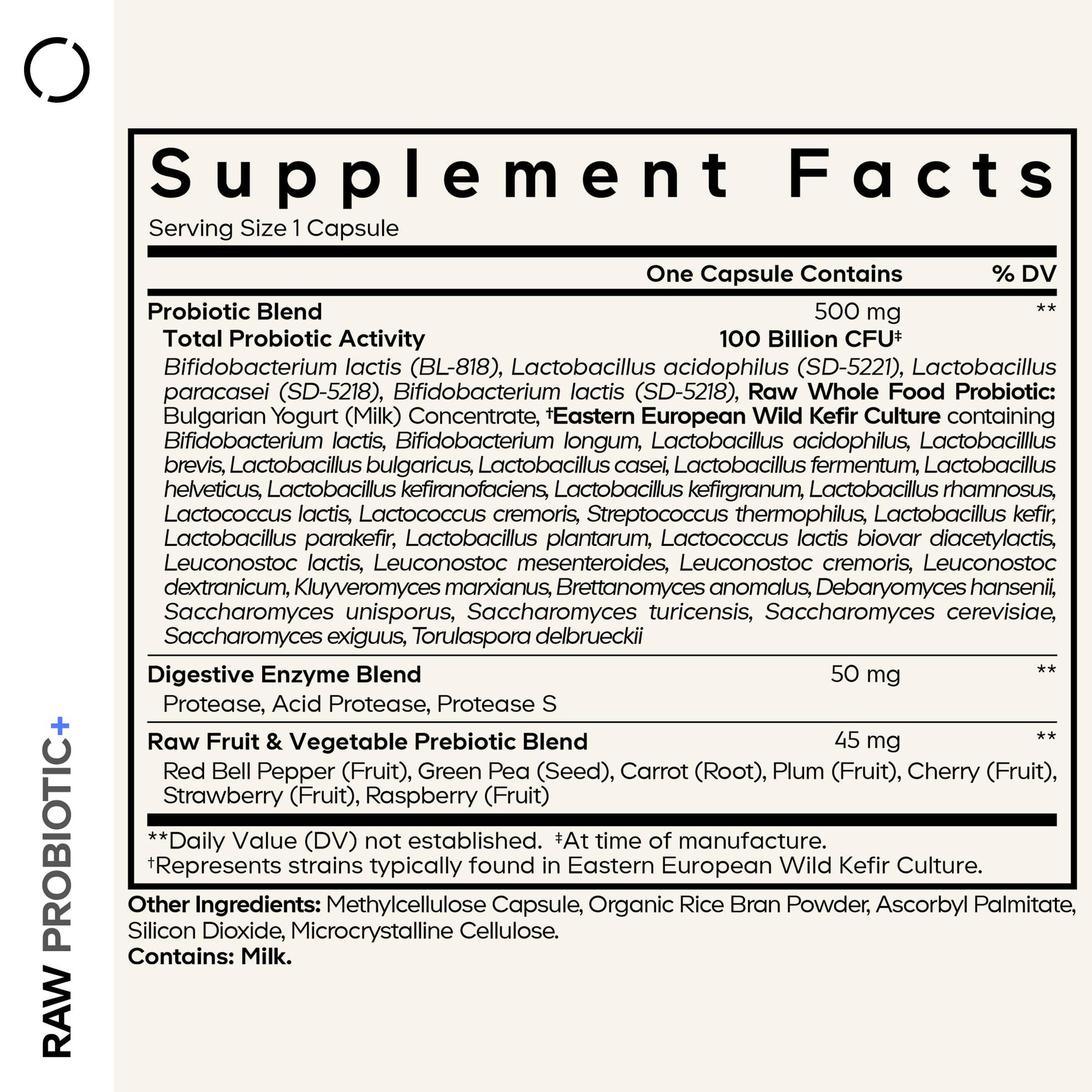 Codeage Raw Probiotic+ Supplement - 34 Probiotic Strains, 100 Billion CFUs, Raw Whole Food Probiotics, Digestive Enzymes, Raw Fruits & Veggies Prebiotics - Wild Kefir Culture - Non-GMO - 30 Capsules Codeage buy supplements canada