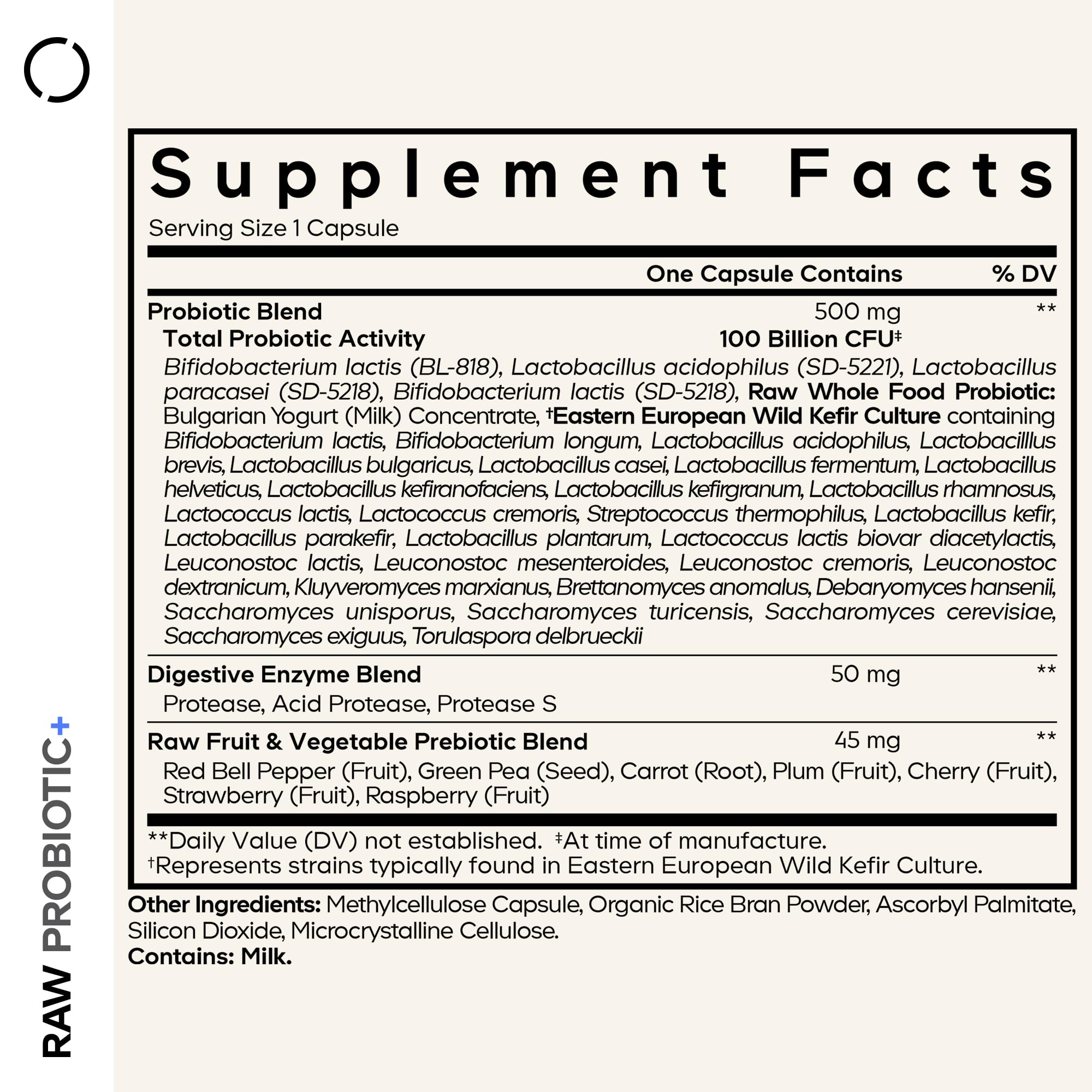 Codeage Raw Probiotic+ Supplement - 34 Probiotic Strains, 100 Billion CFUs, Raw Whole Food Probiotics, Digestive Enzymes, Raw Fruits & Veggies Prebiotics - Wild Kefir Culture - Non-GMO - 30 Capsules Codeage buy supplements canada