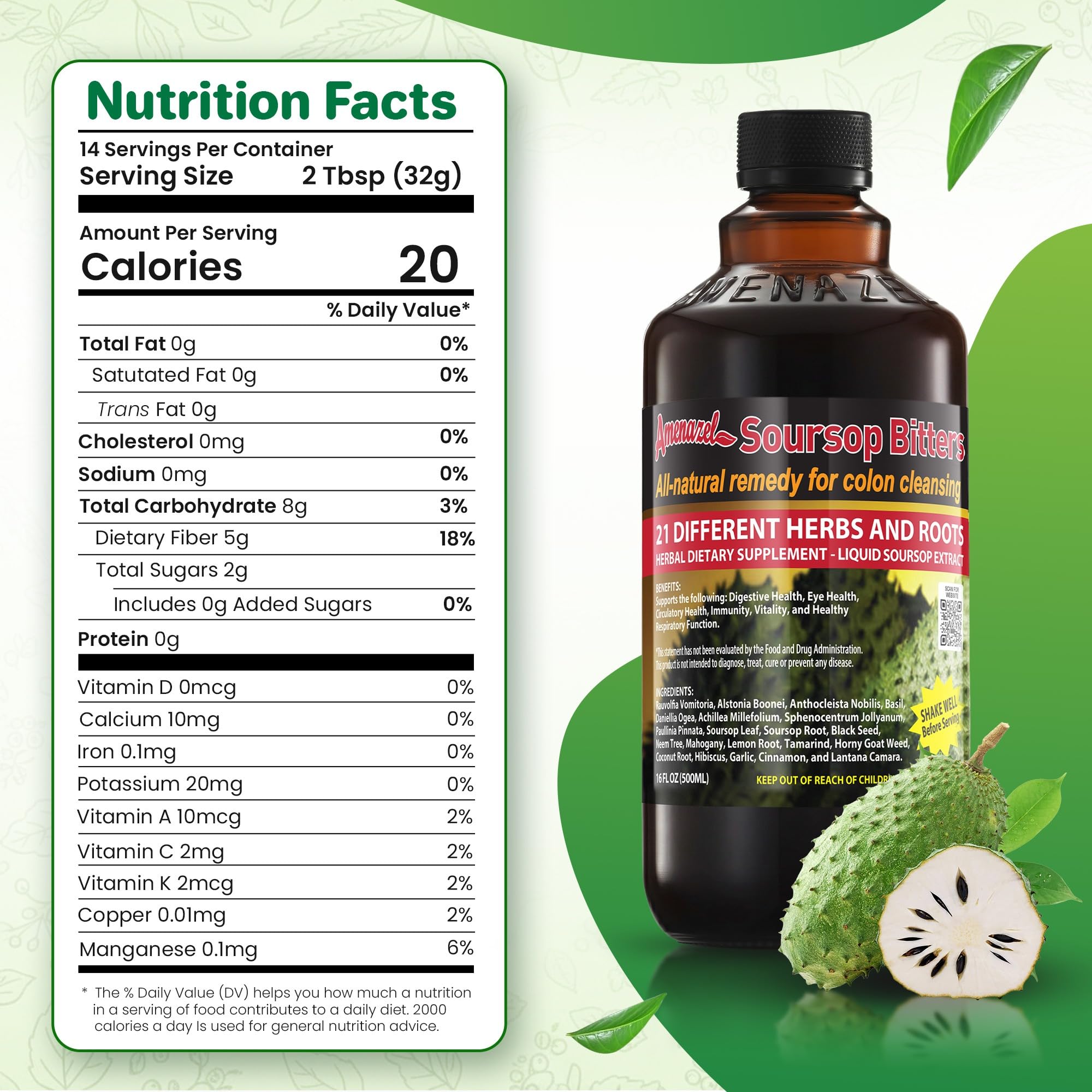 Amenazel Organic Soursop Bitters, 16 fl oz Amenazel buy supplements canada