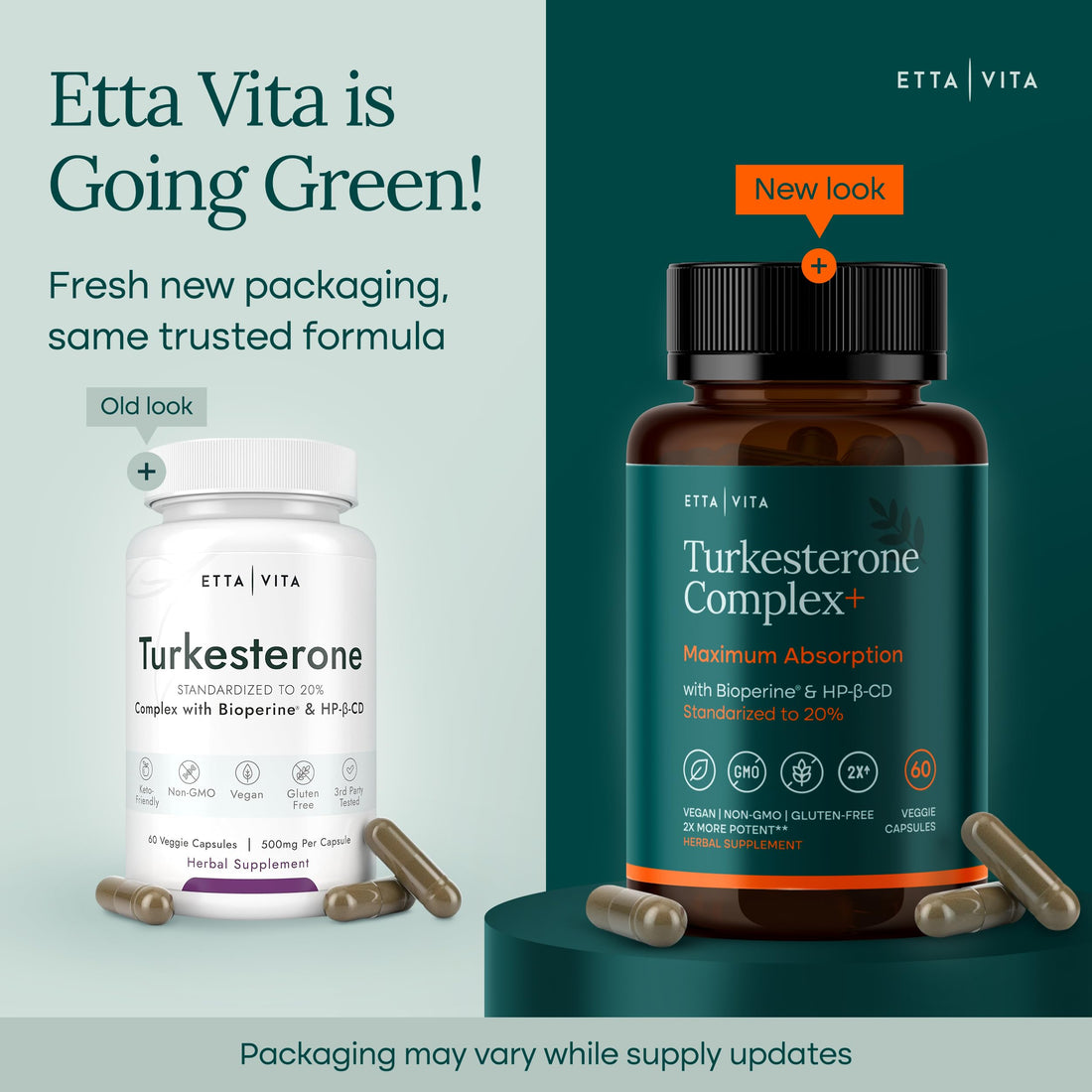 Potent Turkesterone Supplement, 2X Pure (Made in USA - 3rd Party Tested) Most Bioavailable and Natural Test Support Supplement, Supports Energy Lean Muscle Health, Recovery and Stamina, Vegan (60ct) Etta Vita buy supplements canada