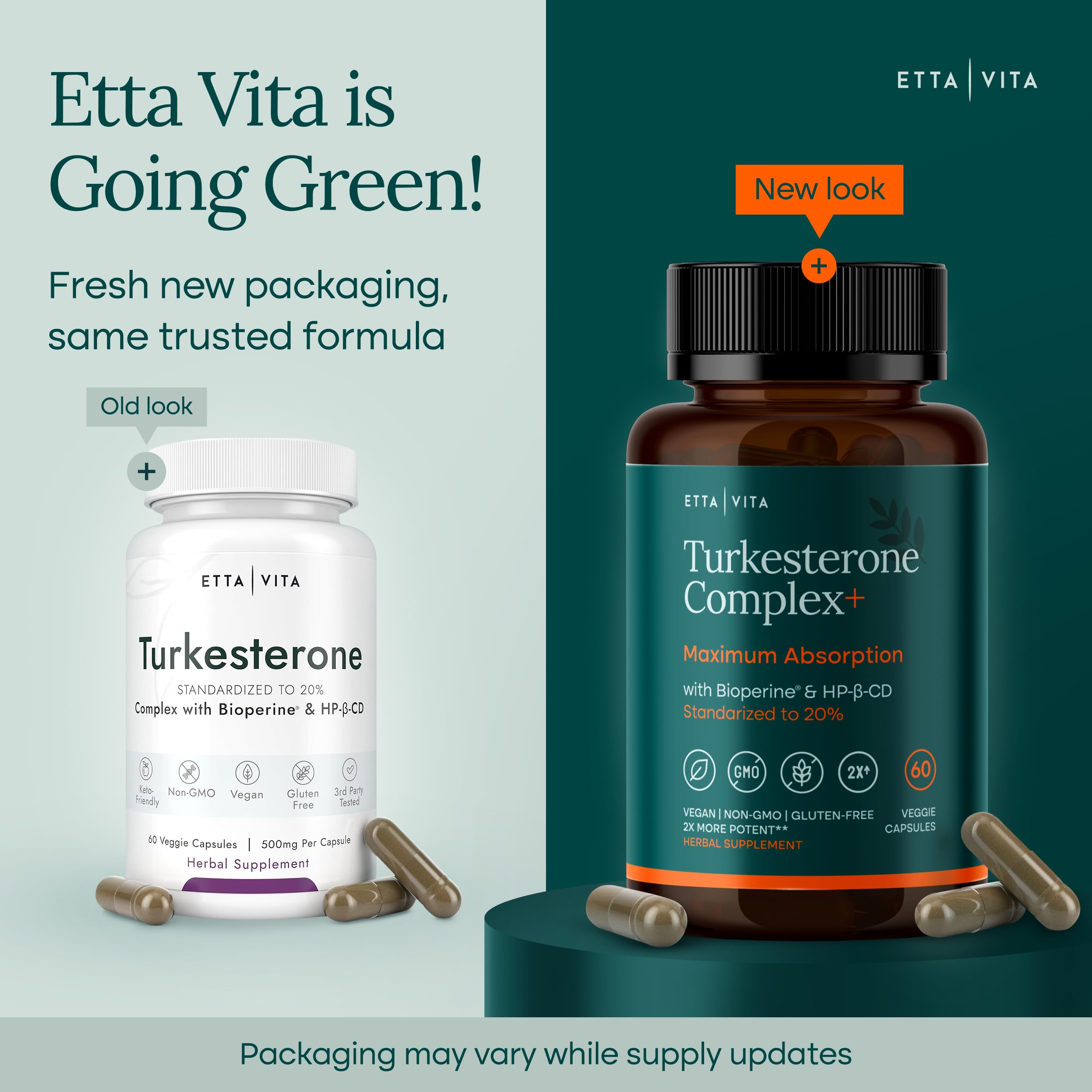 Potent Turkesterone Supplement, 2X Pure (Made in USA - 3rd Party Tested) Most Bioavailable and Natural Test Support Supplement, Supports Energy Lean Muscle Health, Recovery and Stamina, Vegan (60ct) Etta Vita buy supplements canada