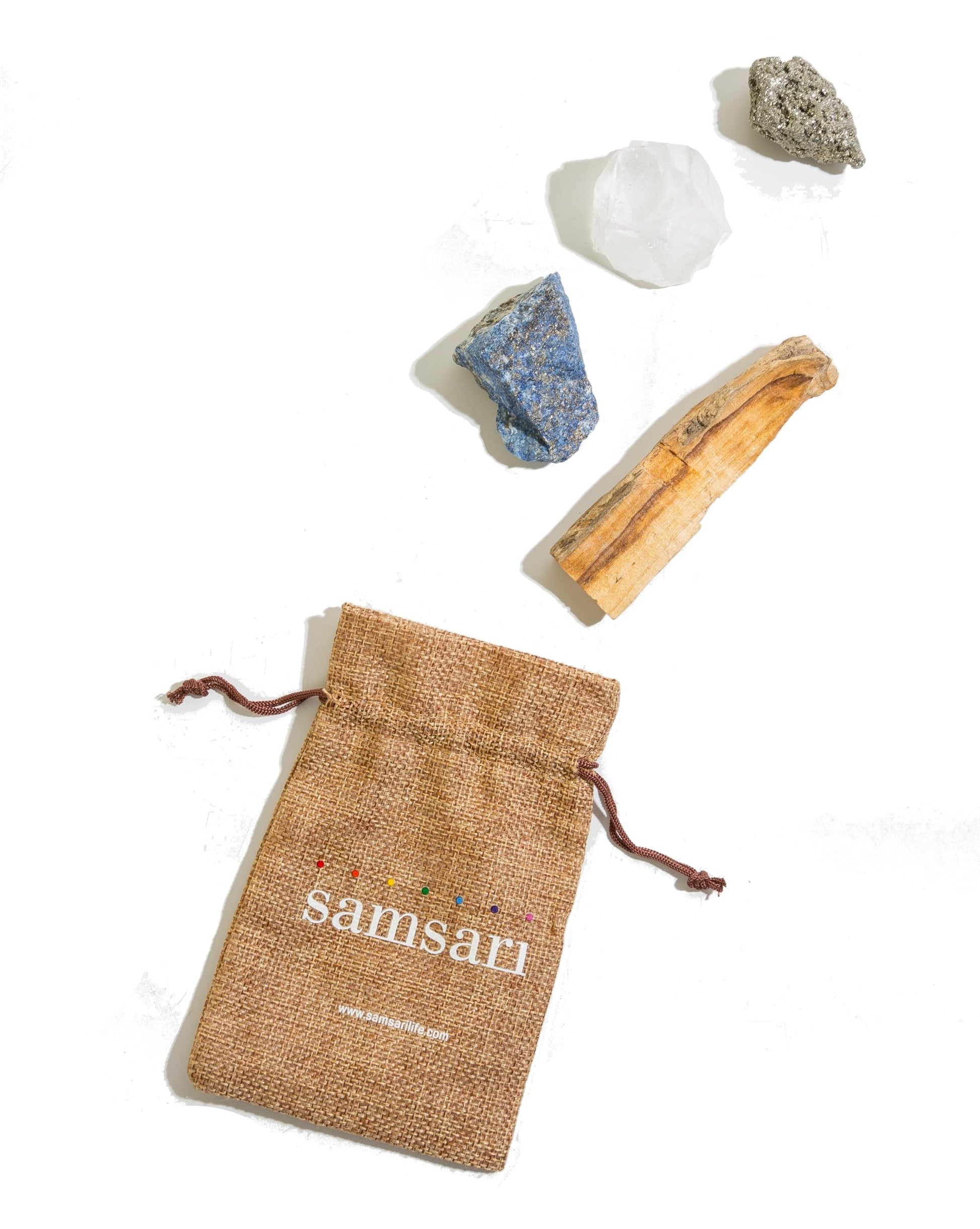 5PCS SAMSARI Abundance XL Crystals Healing Set - (Pyrite, Lapis Lazuli, Clear Quartz), 1 Palo Santo Stick SAMSARI buy supplements canada