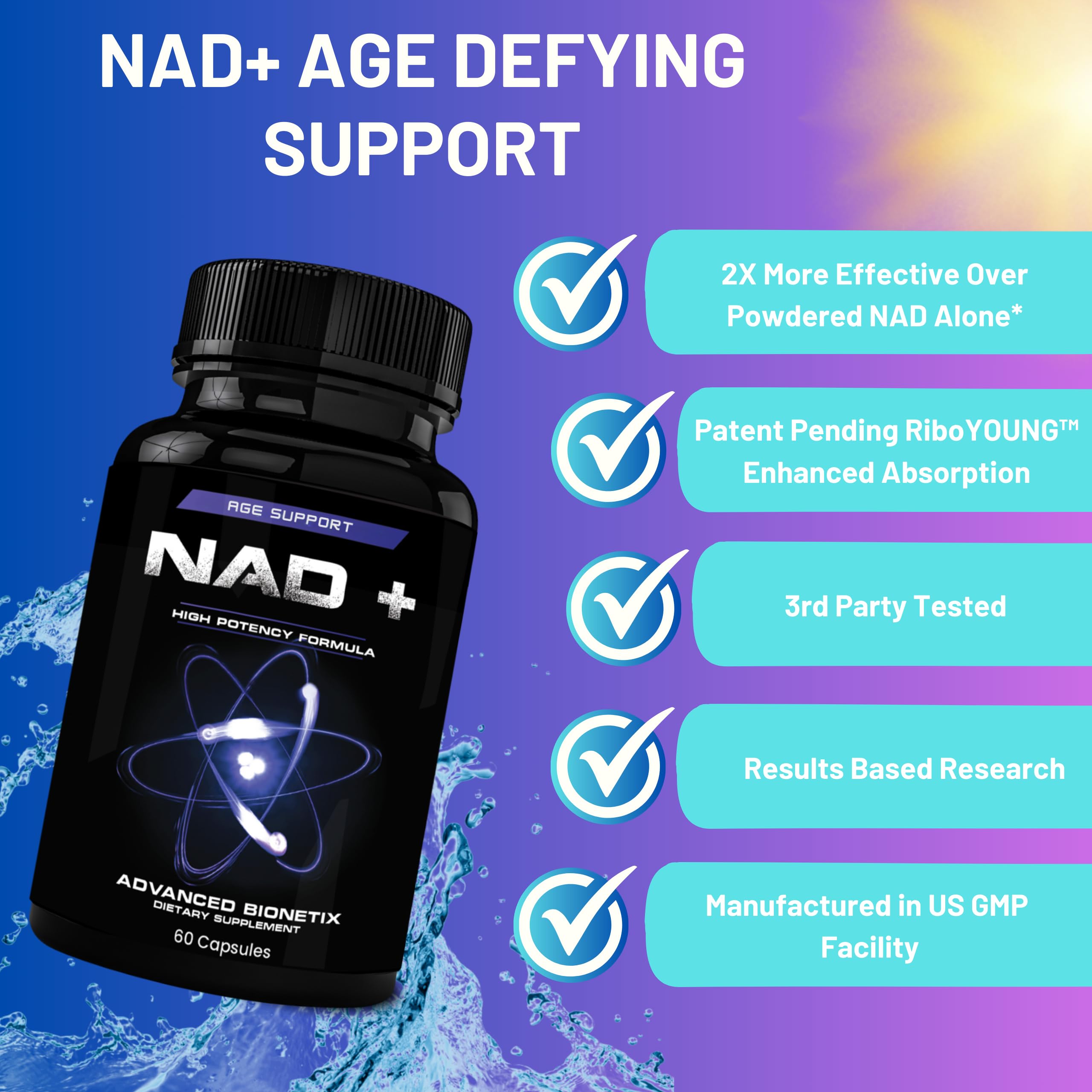 Advanced Bionetix NAD Supplement with Nicotinamide Riboside Plus Resveratrol, Quercetin, Betaine w/RiboYOUNG™ for True Anti Aging Advanced Bionetix buy supplements canada