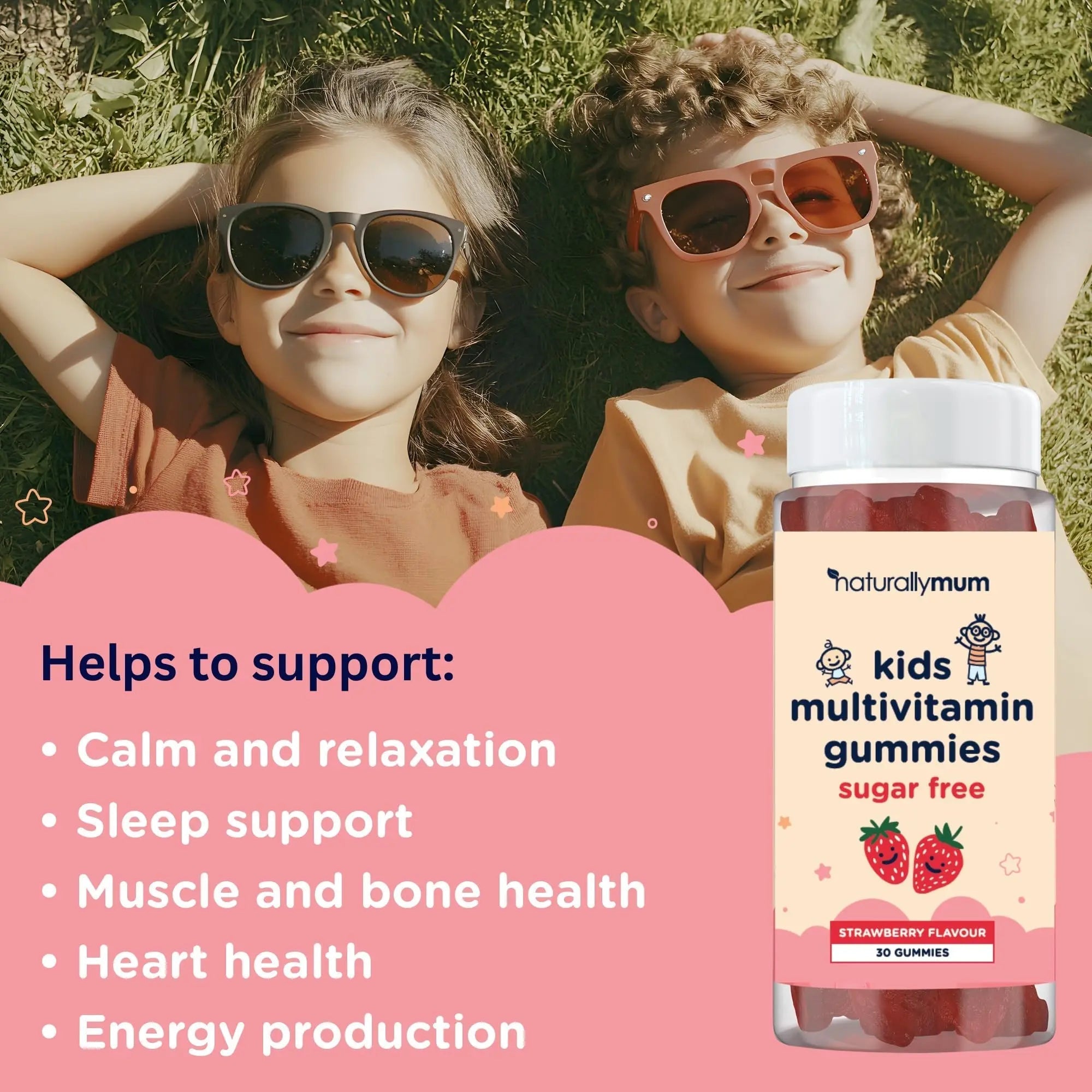 NaturallyMum Kids Multivitamin Gummies | for Children | Vegan Friendly | 30 Chewable Gummies | with Vitamins A, D, E, B6, B12, C | NaturallyMum buy supplements canada