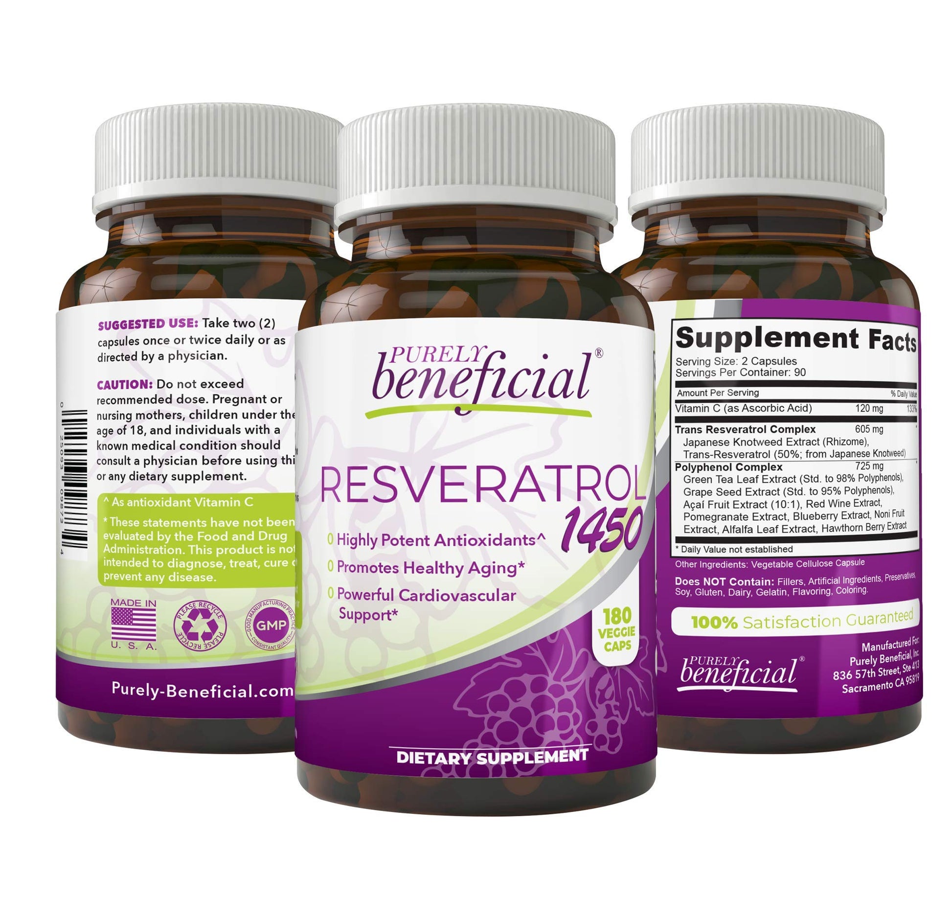 PURELY beneficial RESVERATROL1450-90day Supply, 1450mg per Serving of Potent Antioxidants PURELY beneficial buy supplements canada