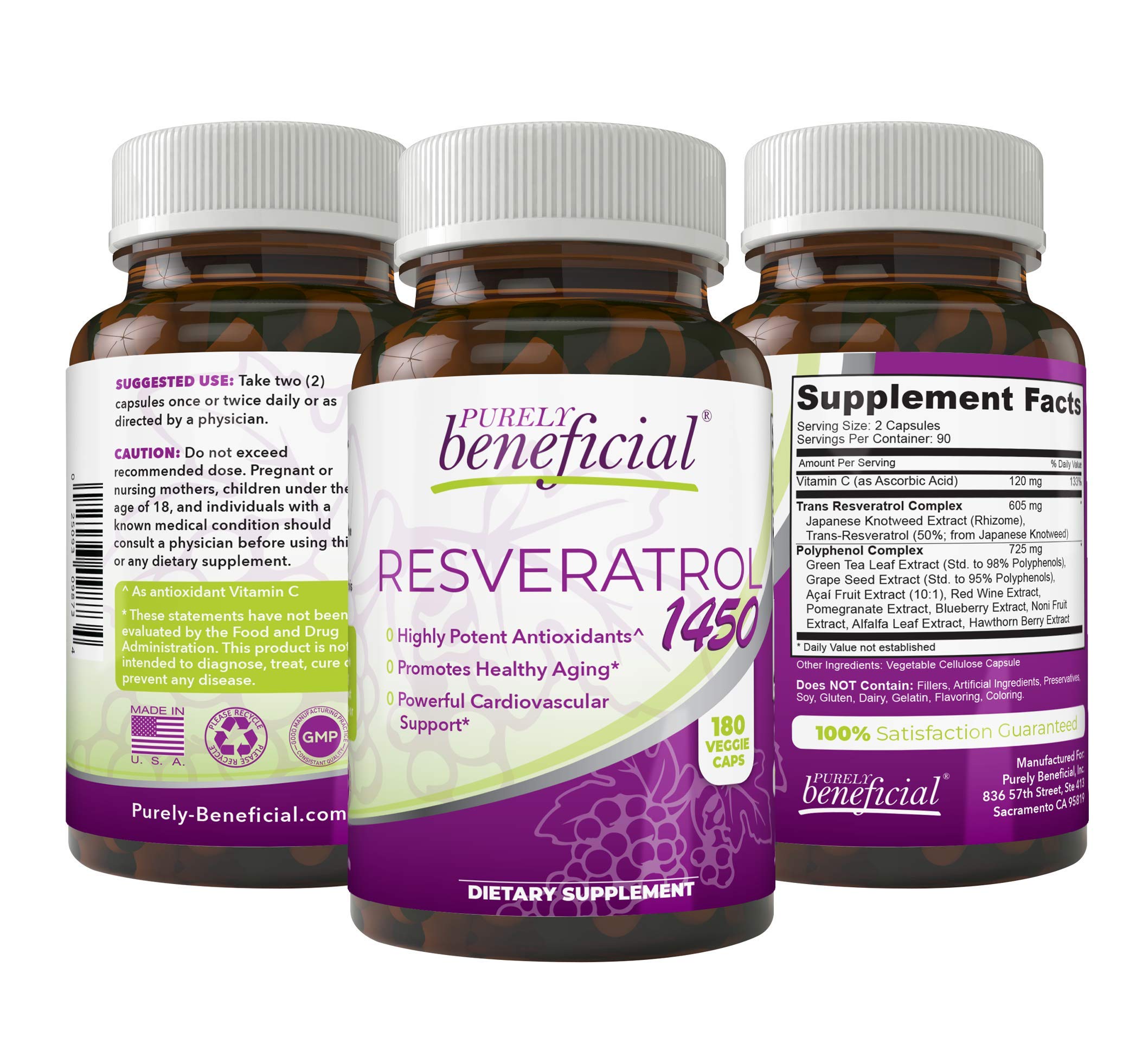 PURELY beneficial RESVERATROL1450-90day Supply, 1450mg per Serving of Potent Antioxidants PURELY beneficial buy supplements canada