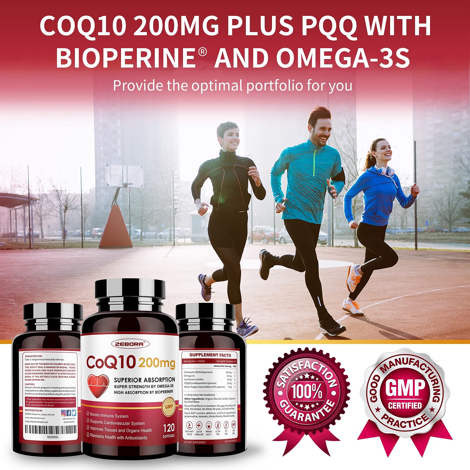 ZEBORA CoQ10-200mg-Softgels with PQQ, BioPerine & Omega-3, 120 Servings Coenzyme Q10(Ubiquinone) Supplement for High-Absorption, Powerful-Antioxidant ZEBORA buy supplements canada
