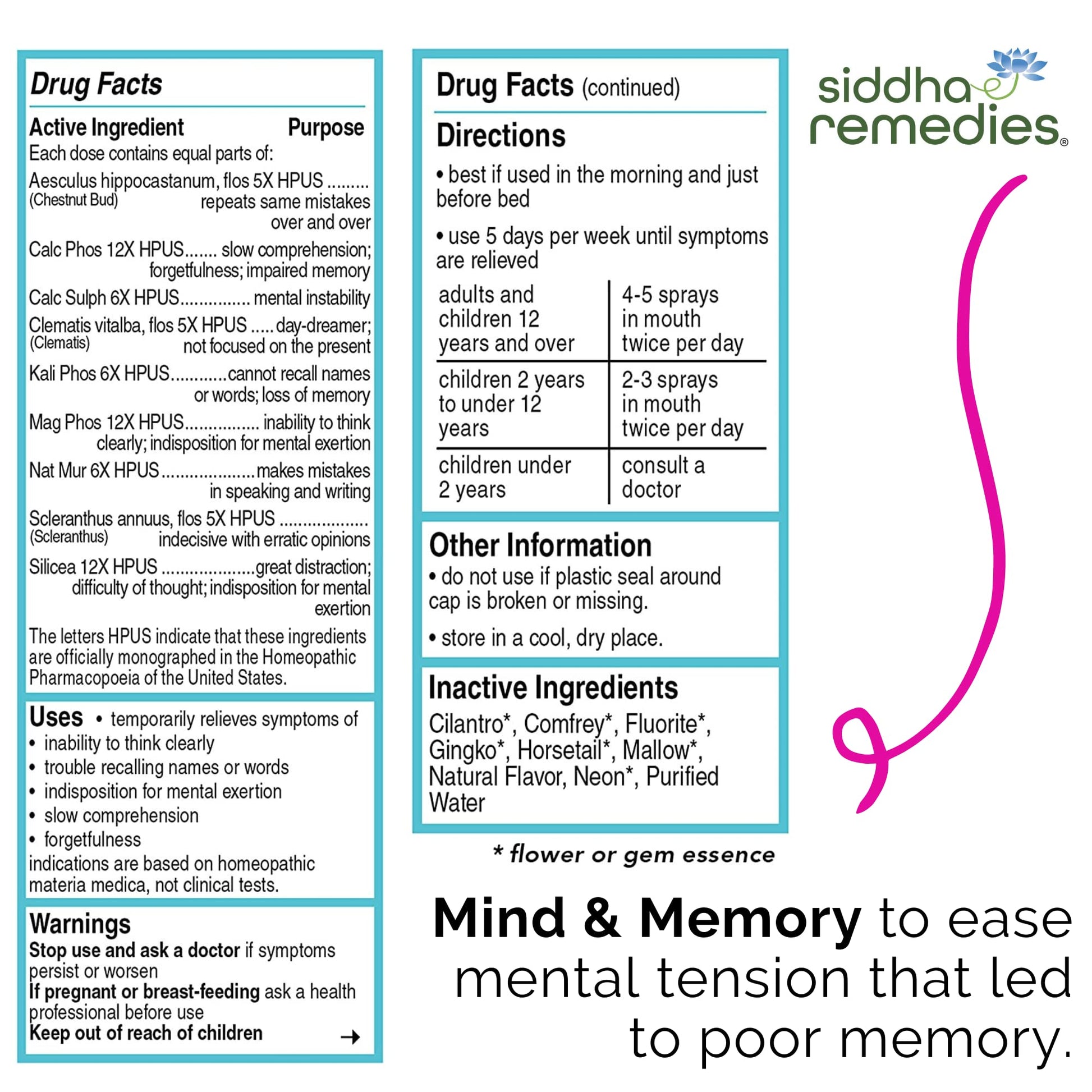 Siddha Remedies Mind & Memory Spray for Apathy, Indifference & Low Focus Siddha buy supplements canada