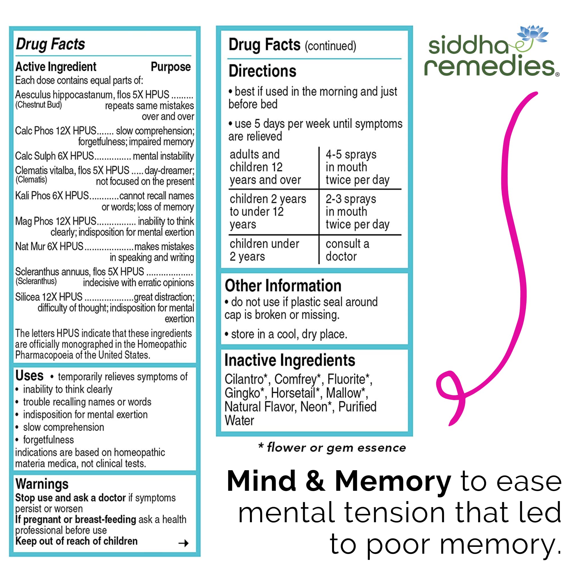 Siddha Remedies Mind & Memory Spray for Apathy, Indifference & Low Focus Siddha buy supplements canada
