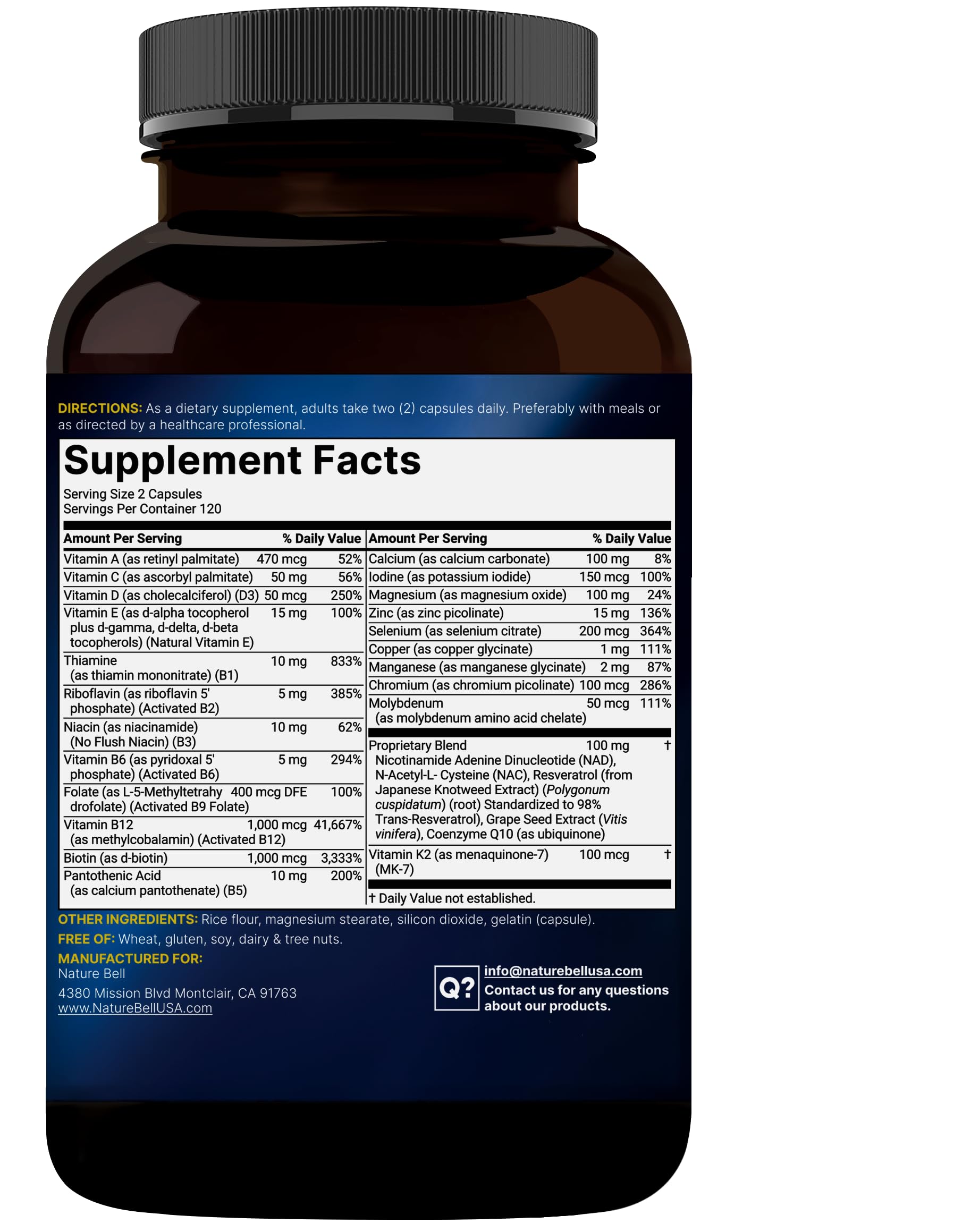 Methylated Multivitamin, 240 Capsules | Highly Bioavailable – 27 Advanced Nutrients – Vitamins A, C, D3, K2 + B Complex with Methylfolate, Methylcobalamin NatureBell buy supplements canada