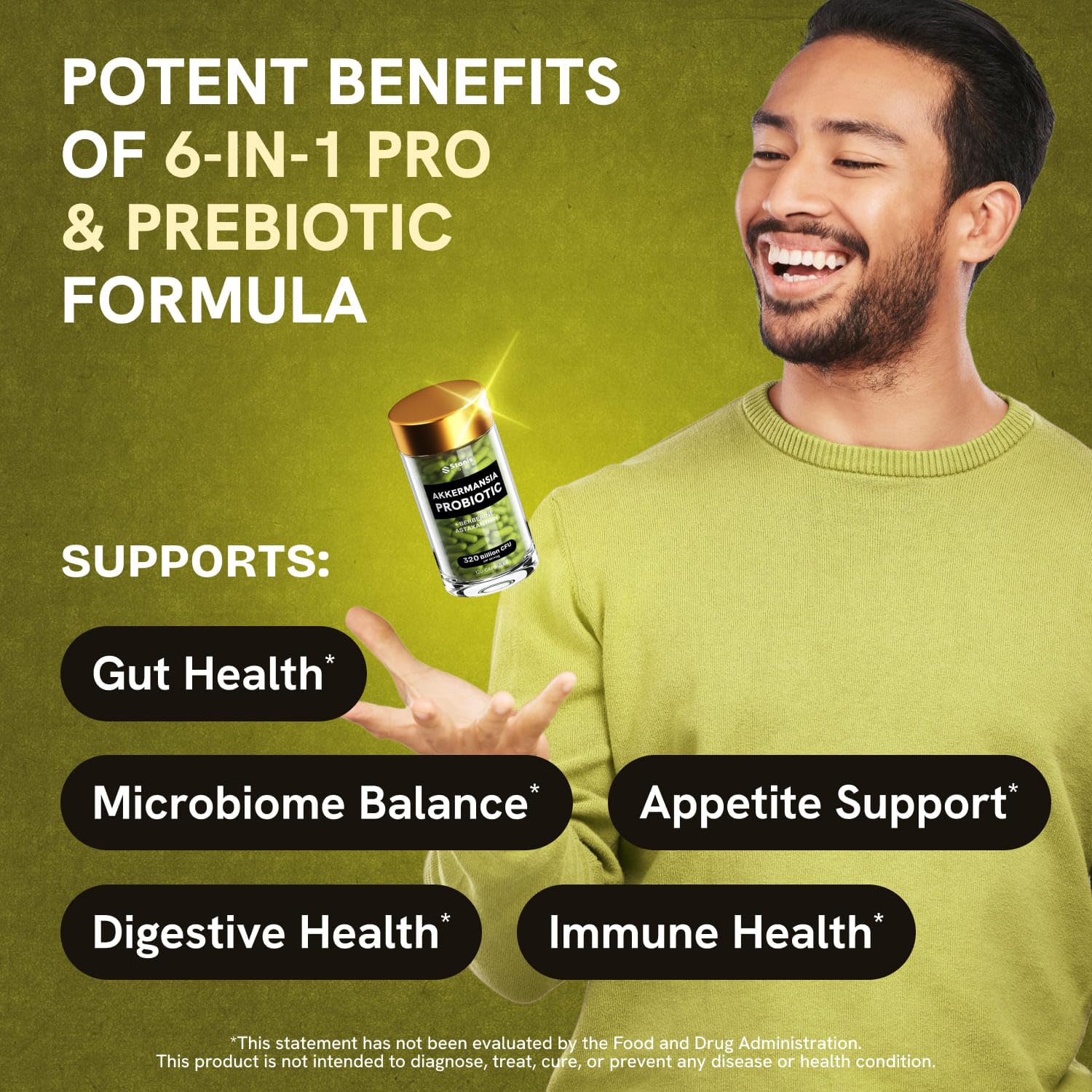 Akkermansia Muciniphila Probiotics 320 Billion CFU| Probiotic and Prebiotic | Akkermansia Probiotics for gut health | Inulin Prebiotic Fiber Capsules Astaxanthin & Berberine & Chromium | 120 capsules Stanis Labs buy supplements canada