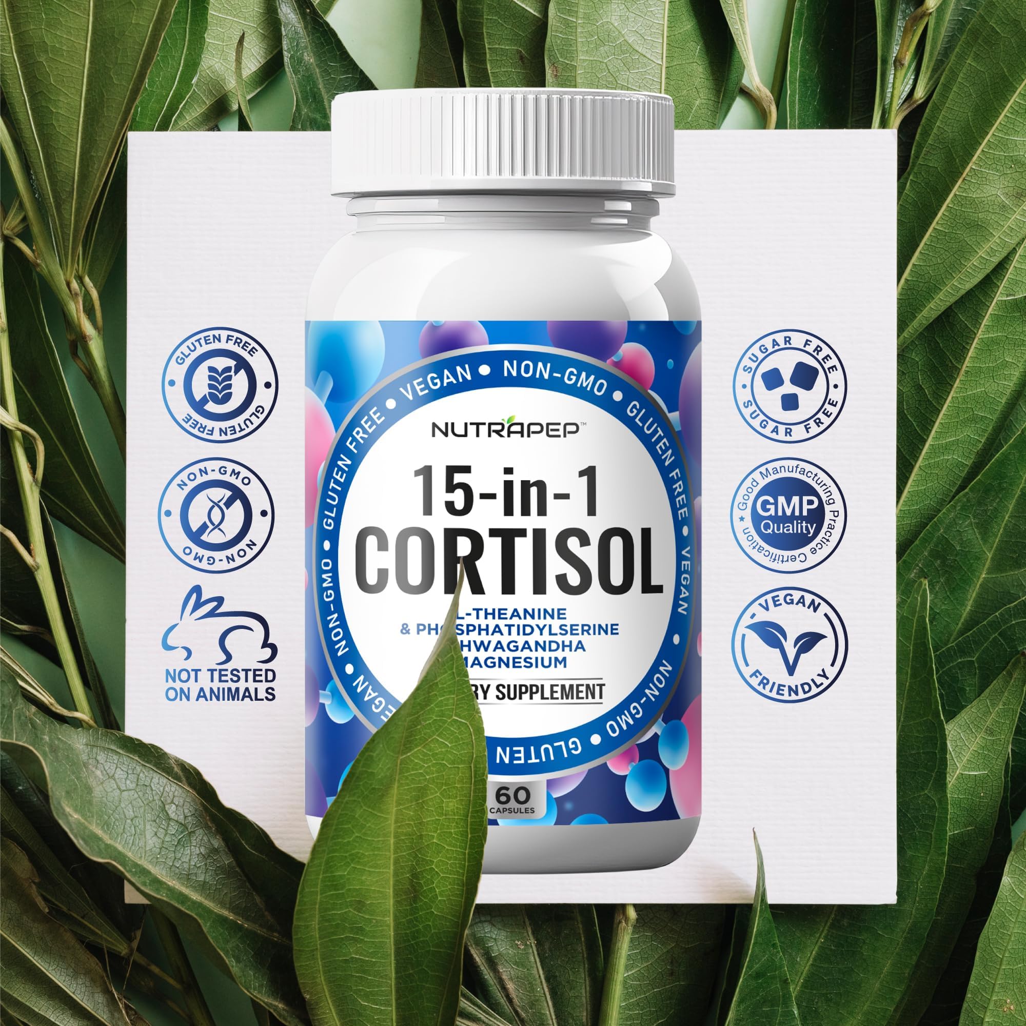 NutraPep Cortisol Detox Supplement Men Women - Reduce Lower Cortisol High Cortisol Reducer Blocker Control - Supports Stress Mood Rest Adrenal Calm Relax with Ashwagandha L-Theanine Magnesium NutraPep buy supplements canada
