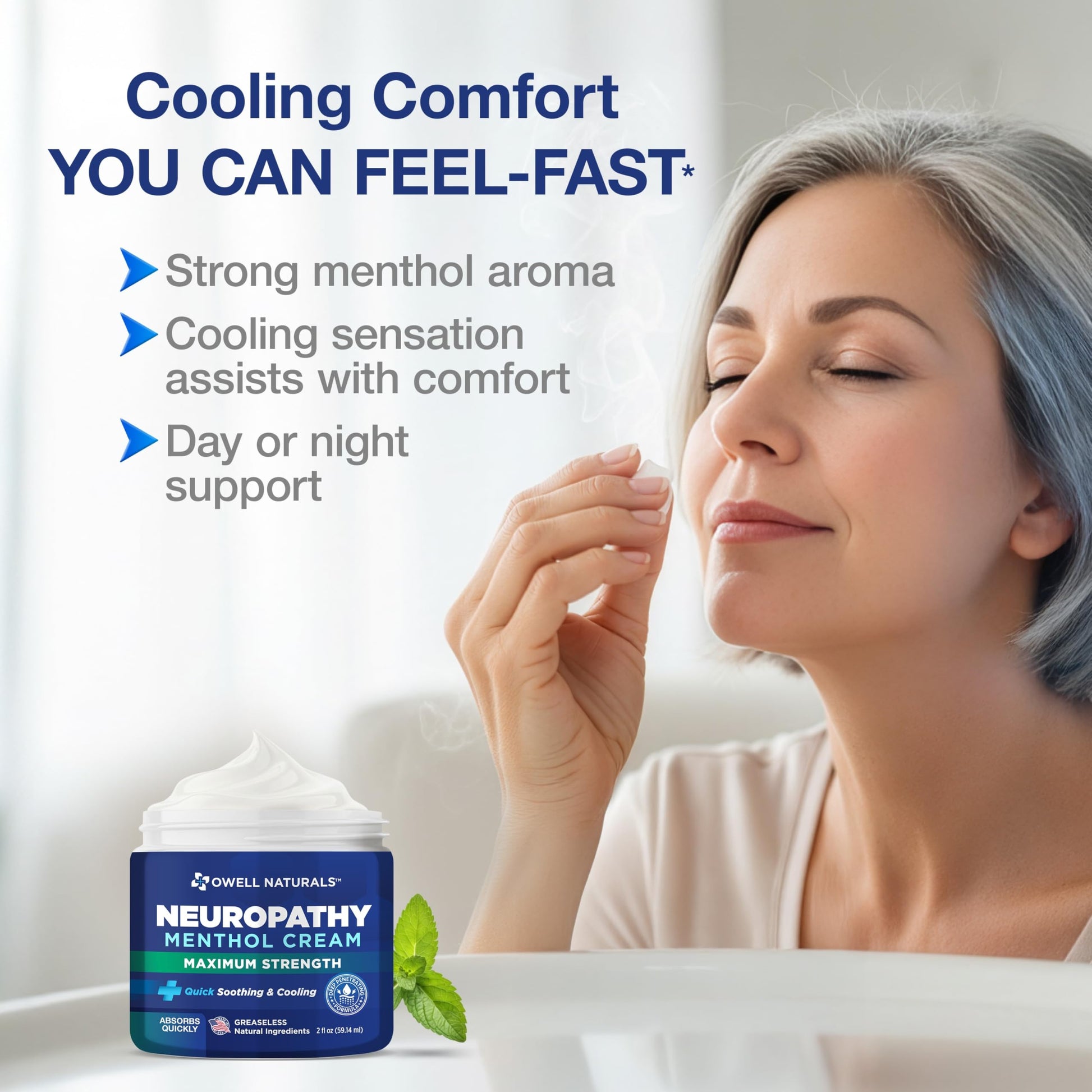 Owell Naturals Neuropathy Cream Extra Strength – Fast Absorbing Cooling for Leg, Feet & Hands – Advanced Soothing Formula with Aloe Vera, Arnica, MSM & Vitamin B6 – Made in USA, 2 fl oz Owell Naturals buy supplements canada