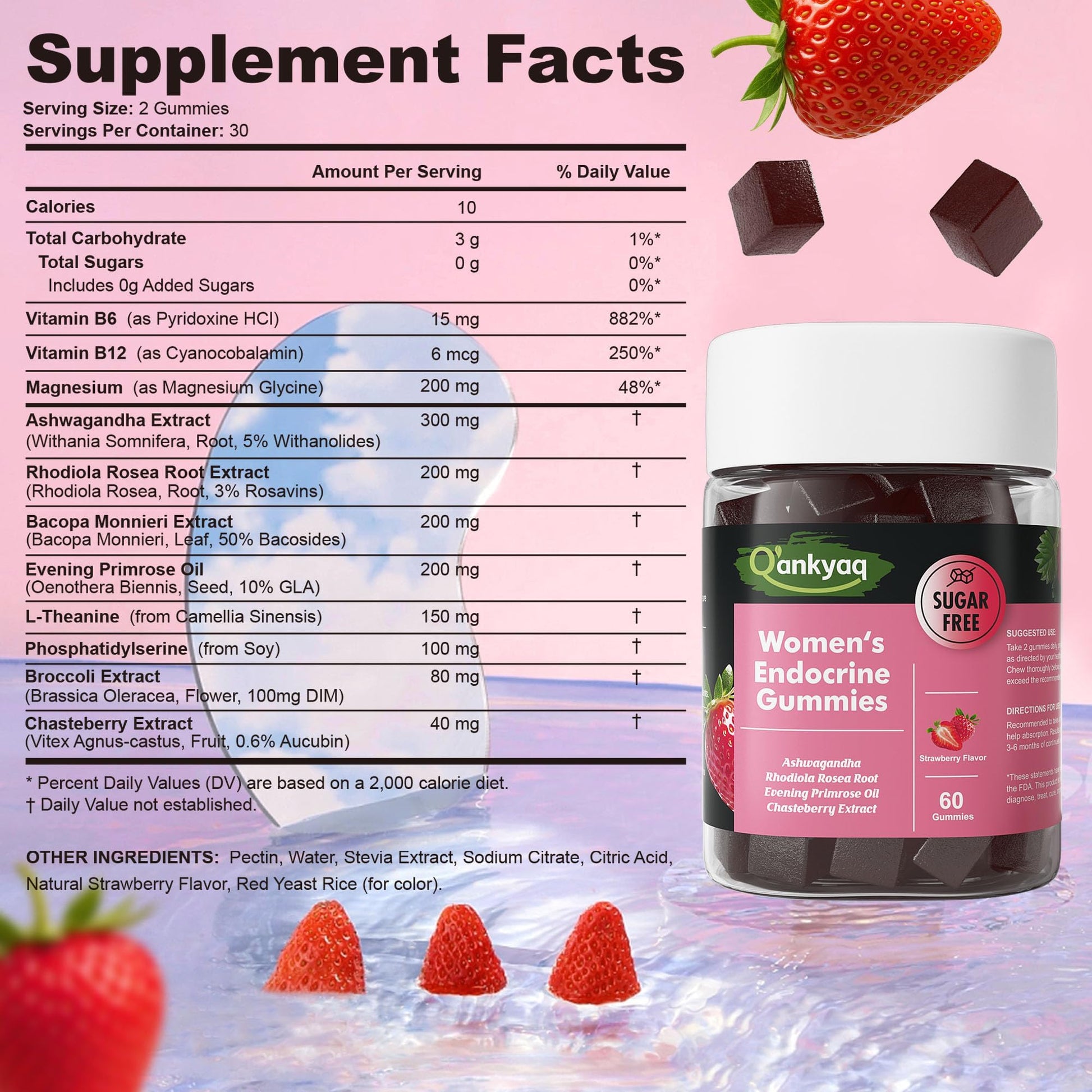 Q'ankyaq PMS Support Gummies for Women, Hormone Balance with Evening Primrose Oil, Chasteberry, Vitamins B6 & B12 - Comfort, Bloating, Mood & Energy Support - 60 Gummies Q'ankyaq buy supplements canada