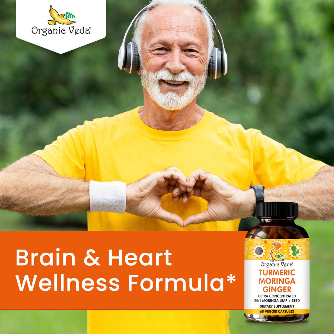 Organic Veda Turmeric Moringa Ginger Capsules - Super Antioxidants & Curcumin Supplement with 20:1 Moringa Leaf & Seed Extract, Black Pepper - Energy, Joints, Heart Health Support - 60 Vegan Pills Organic Veda buy supplements canada