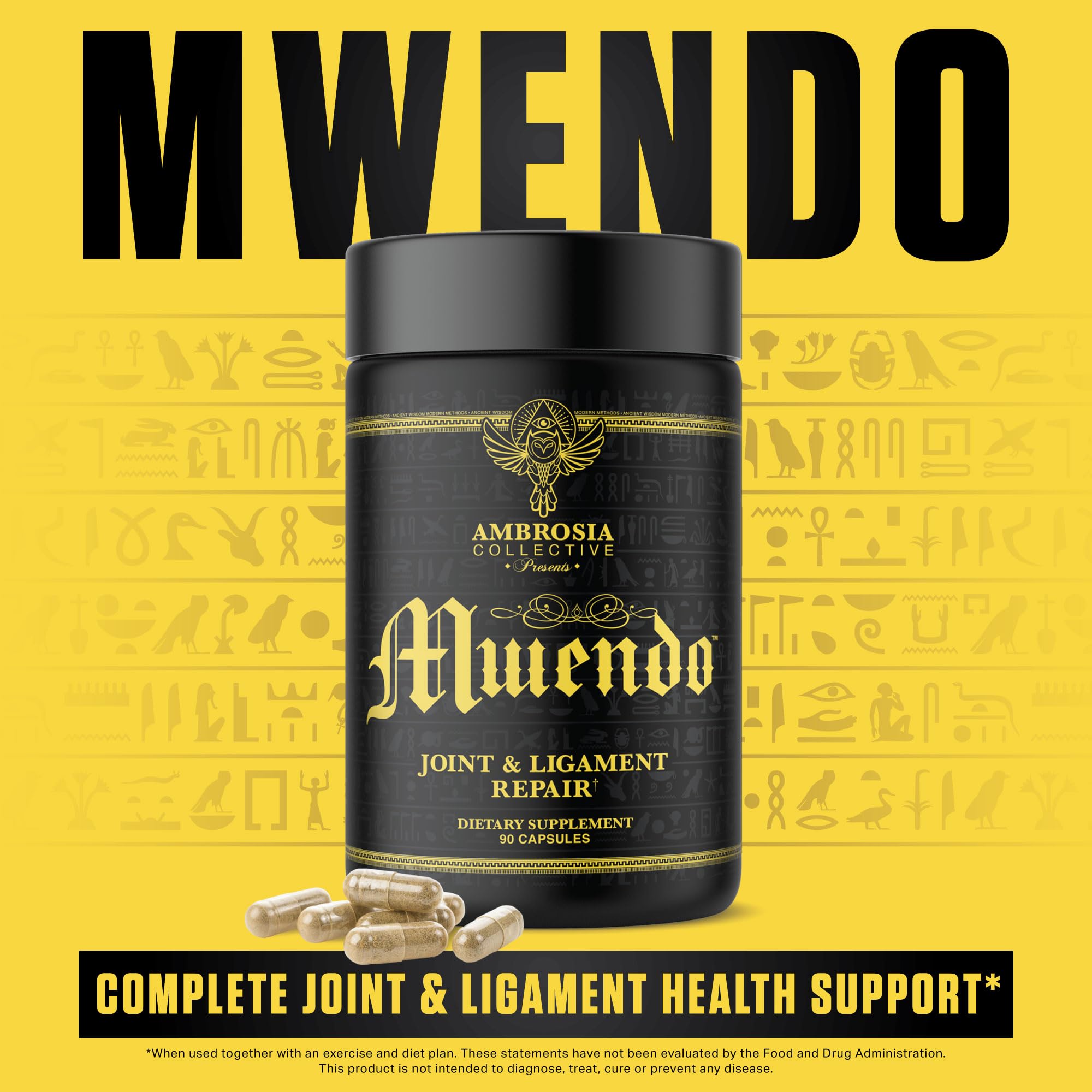 Ambrosia Mwendo - Joint & Ligament Repair | Strengthen Tendons & Increase Soft Tissue Extensibility | Muscle Soreness, & Recovery Time with BioCell Collagen | 90 Veggie Capsules Ambrosia buy supplements canada