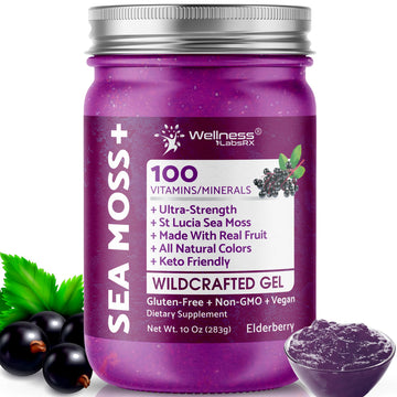 WELLNESS LABSRX Irish Sea Moss Gel Raw - Wildcrafted Superfood Seamoss Gel - Elderberry Flavor, Vitamin and Mineral-Rich from Pristine Caribbean Waters, Immune and Digestive Health Support - 10 oz. WELLNESS LABSRX buy supplements canada
