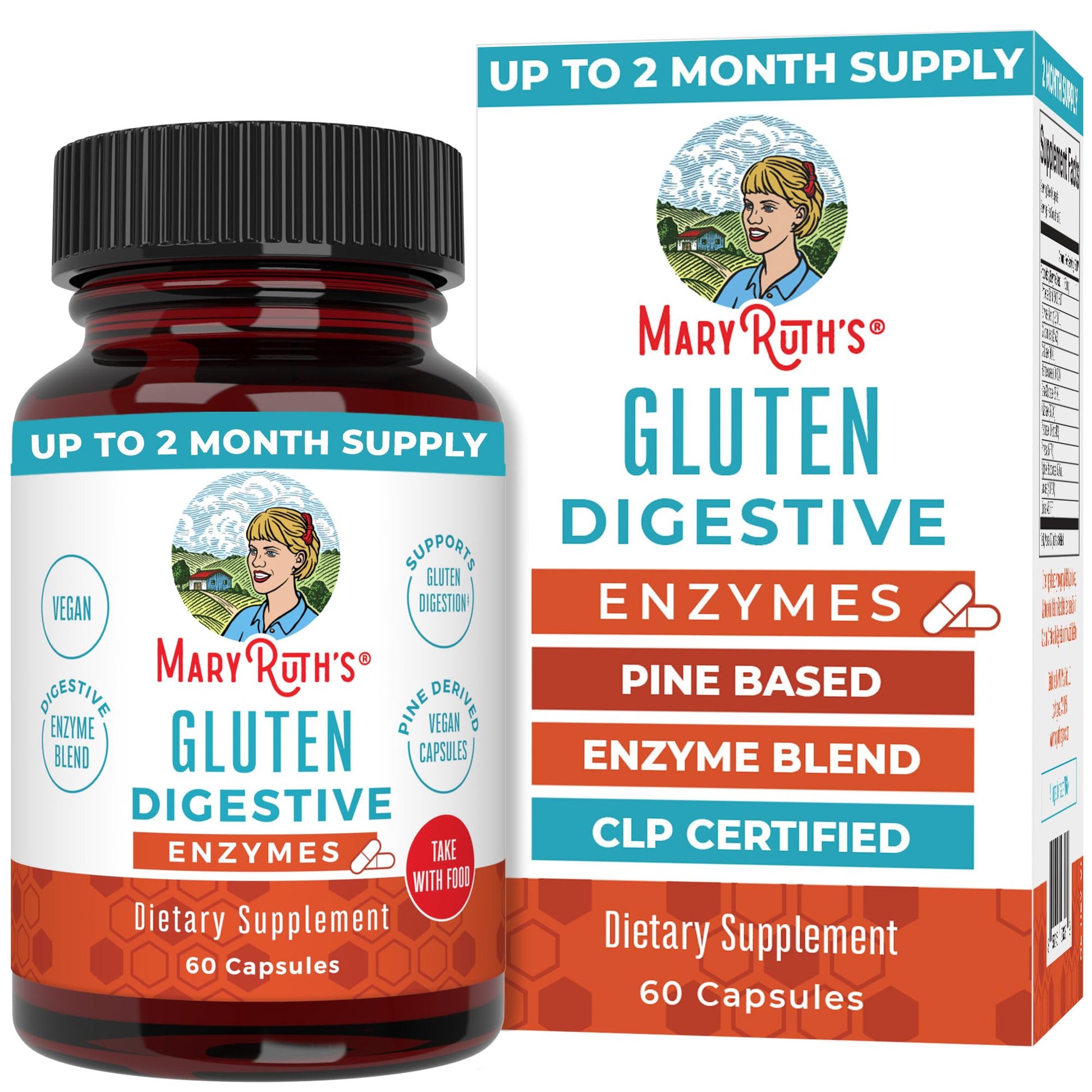 MaryRuth’s Gluten Digestive Enzymes | Up to 2 Month Supply | Proprietary Enzyme Blend | Vegan Pine-Based Capsules | Non-GMO | 60 Count MARYRUTH'S buy supplements canada