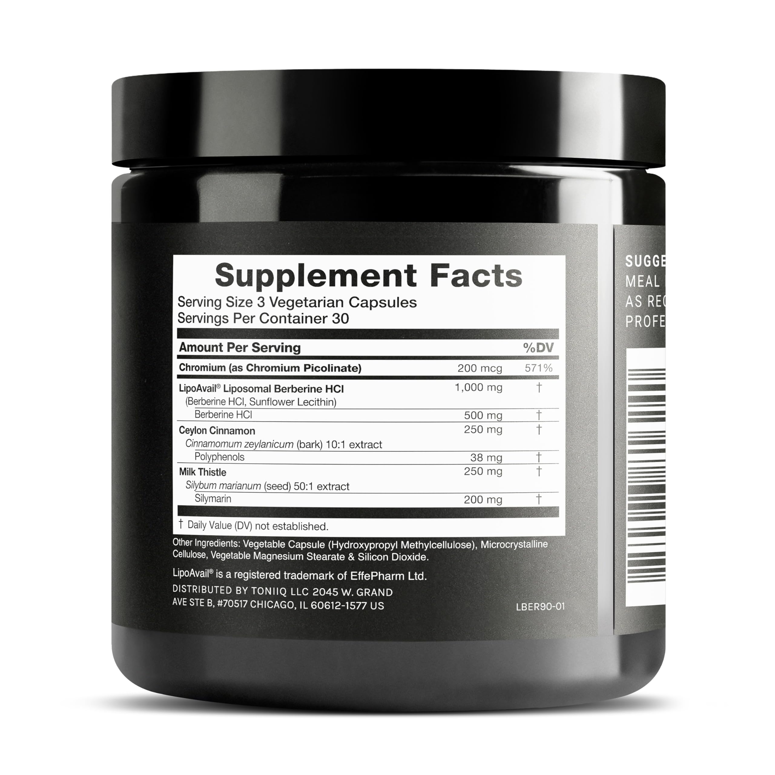 Toniiq Liposomal Berberine – High-Strength 1,500mg Complex with LipoAvail® Liposomal Berberine Supplement with Cinnamon, Milk Thistle & Chromium – Third-Party Tested – 90 Capsules Toniiq buy supplements canada
