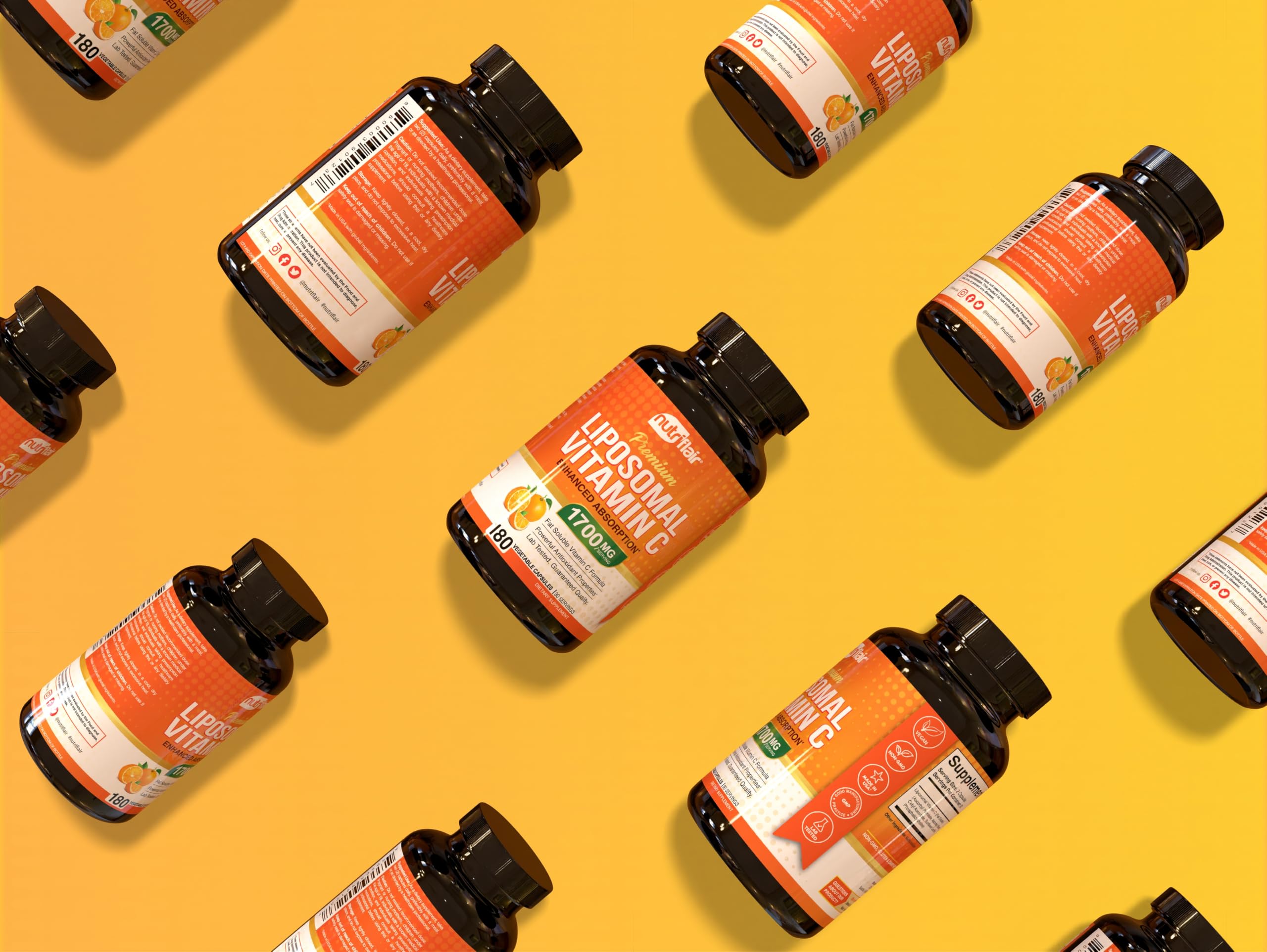 NutriFlair Liposomal Vitamin C 1700mg, 180 Capsules - High Absorption, Fat Soluble VIT C, Higher Bioavailability Immune System Support NutriFlair buy supplements canada
