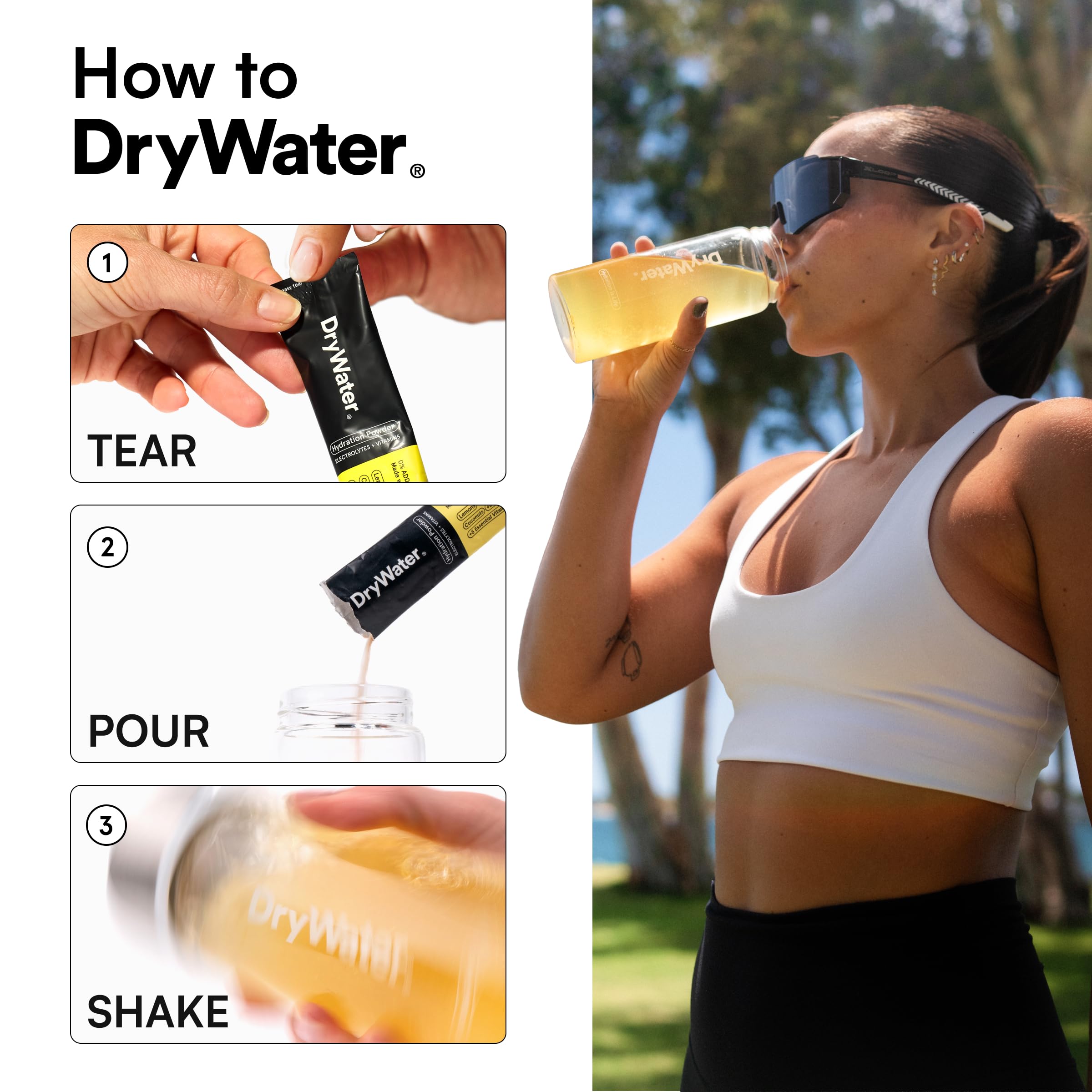 DryWater Electrolyte Powder Packets, Lemon Lime - Hydration Packets Drink Mix with Zero Added Sugar for Rehydration & Energy - 6 Key Electrolytes DryWater buy supplements canada