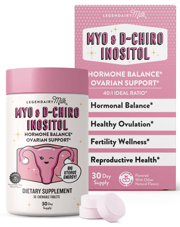 Legendairy Milk Myo-Inositol & D-Chiro Inositol Supplement for Women, 40:1 Ratio, PCOS & Fertility Support, Hormone Balance, Sugar Free Vegan Chewable Tablets, Cherry Flavor, 30 Day Supply Legendairy Milk buy supplements canada