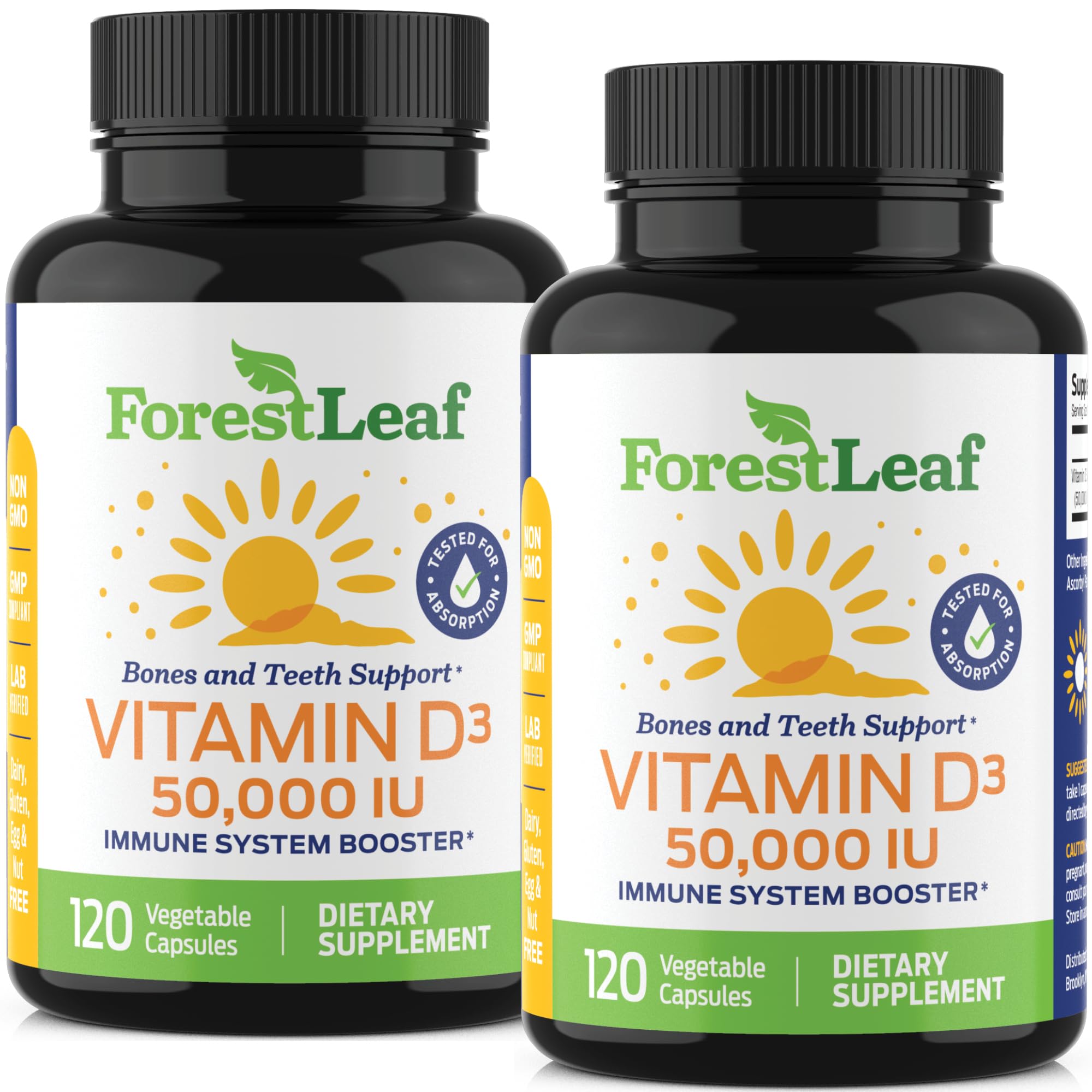 ForestLeaf - Vitamin D3 IU Weekly Supplement - (50,000 IU - 120 Count - 2 Pack) ForestLeaf buy supplements canada