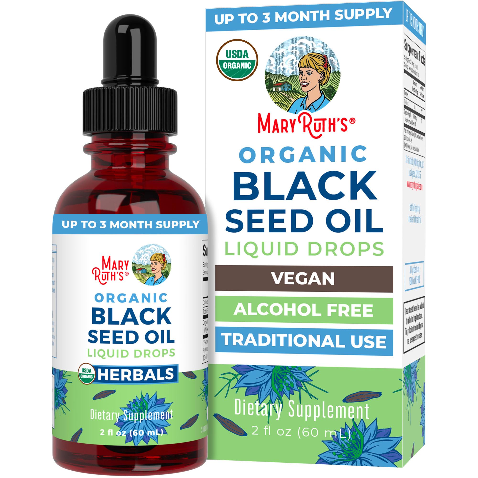 MaryRuth Organics Black Seed Oil Liquid Drops Cold Pressed | 3 Month Supply | USDA Organic Black Cumin Seed Oil | Immune Support | Respiratory Health | Sugar&Gluten Free | Vegan | Non-GMO | 2 Fl Oz MARYRUTH'S buy supplements canada